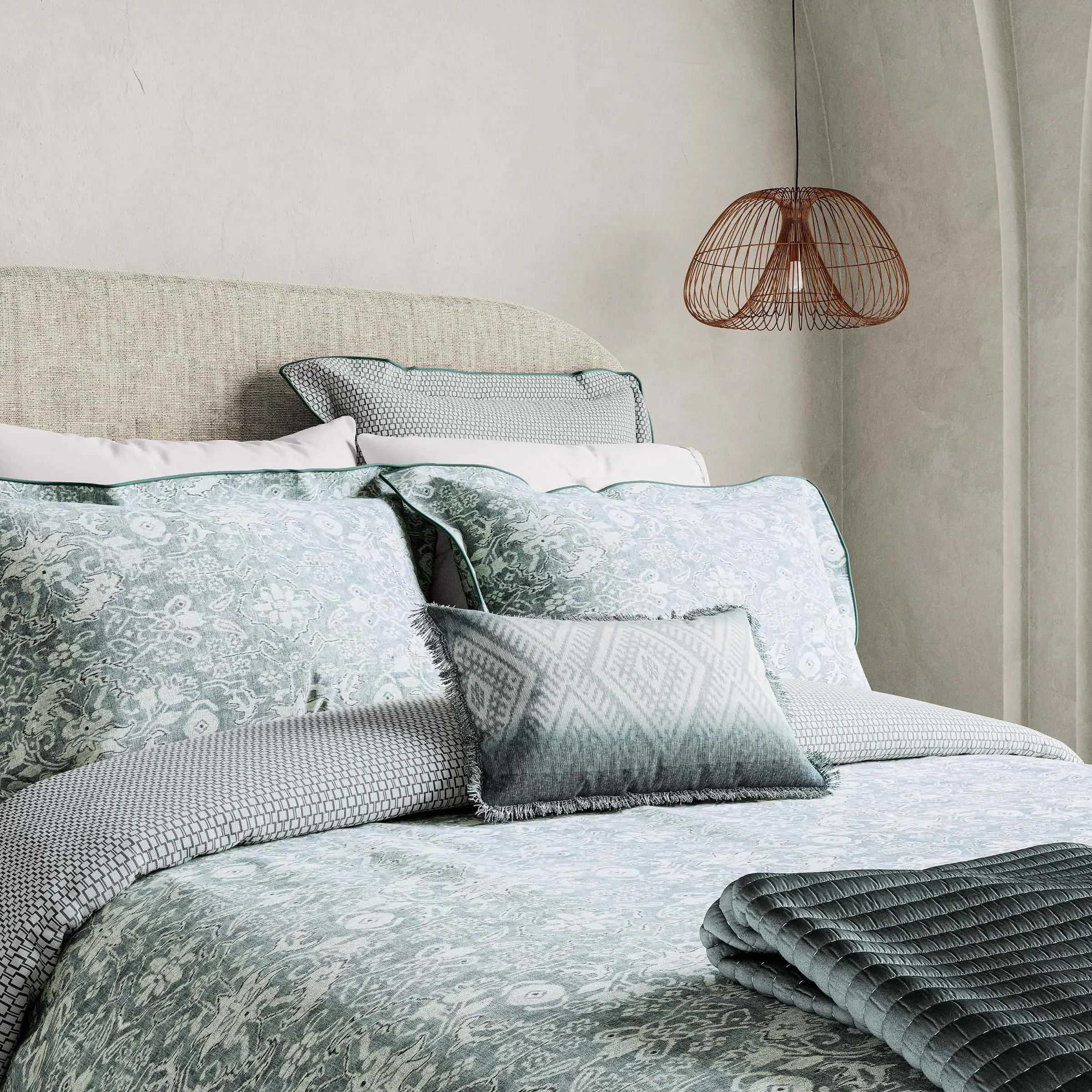 Double Duvet Cover Set - Duck Egg, Cotton image