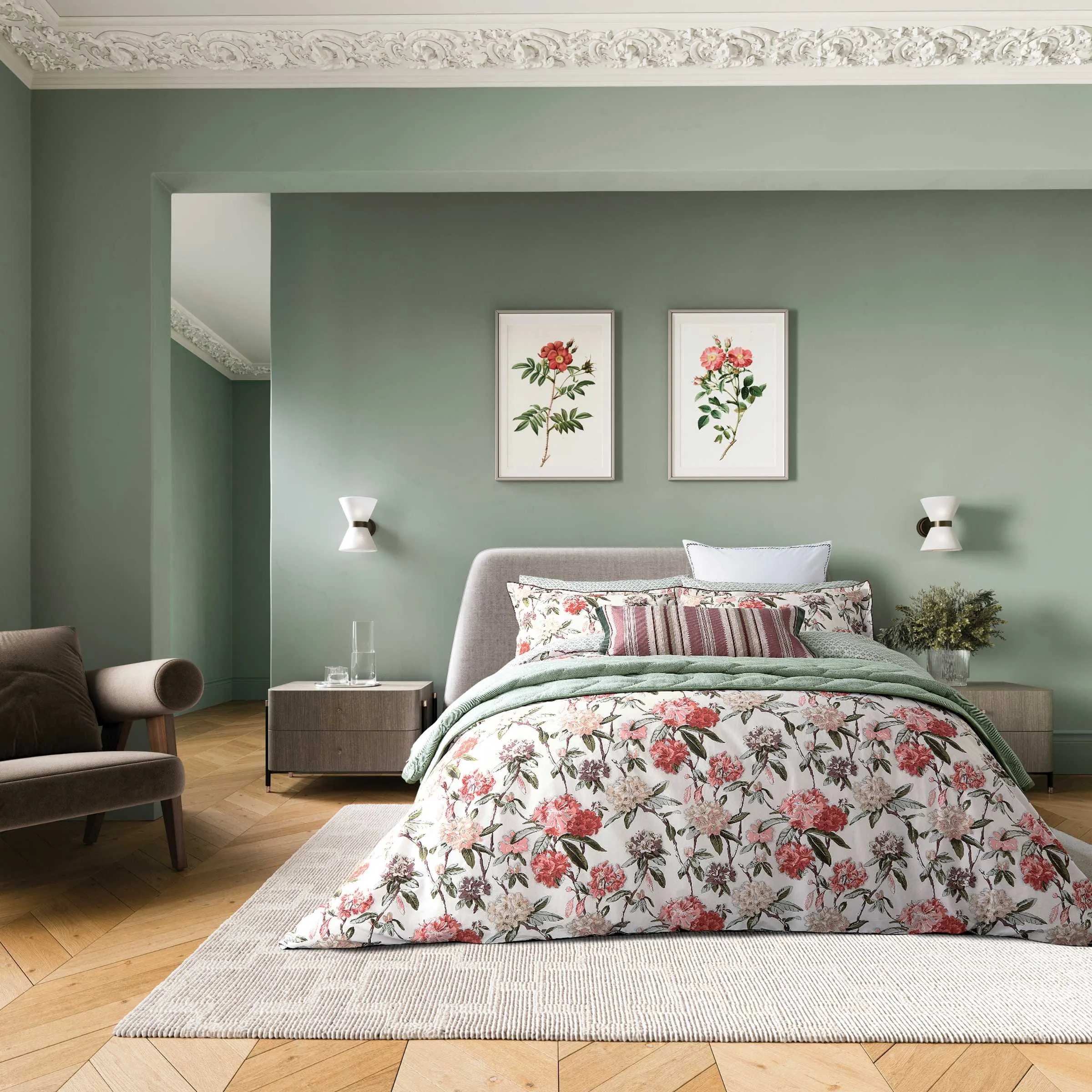 Double Duvet Cover Set - Olive, Cotton Percale