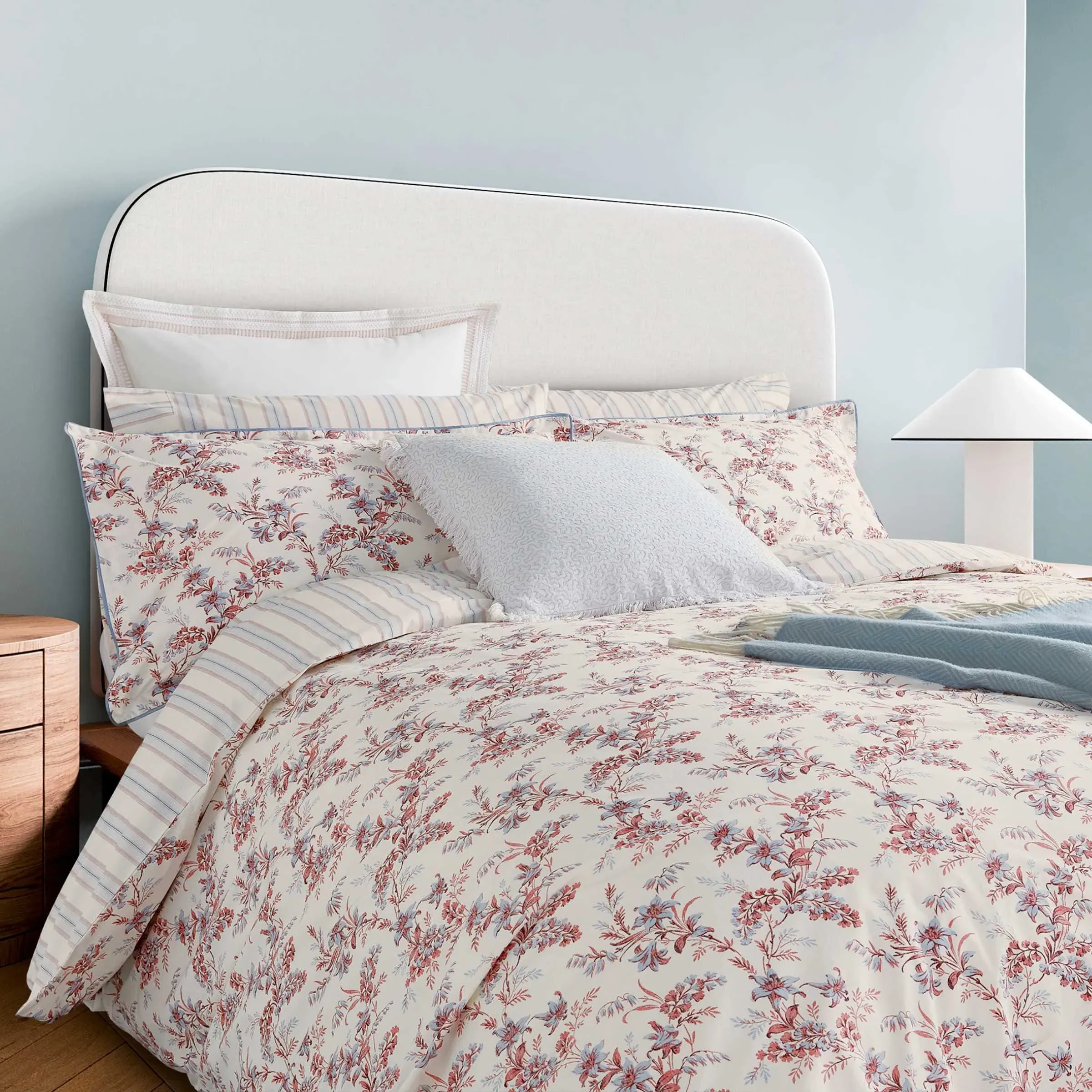 Double Duvet Cover Set - Pink, Cotton Percale