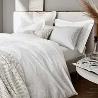 Double Duvet Cover with Floral Design - White