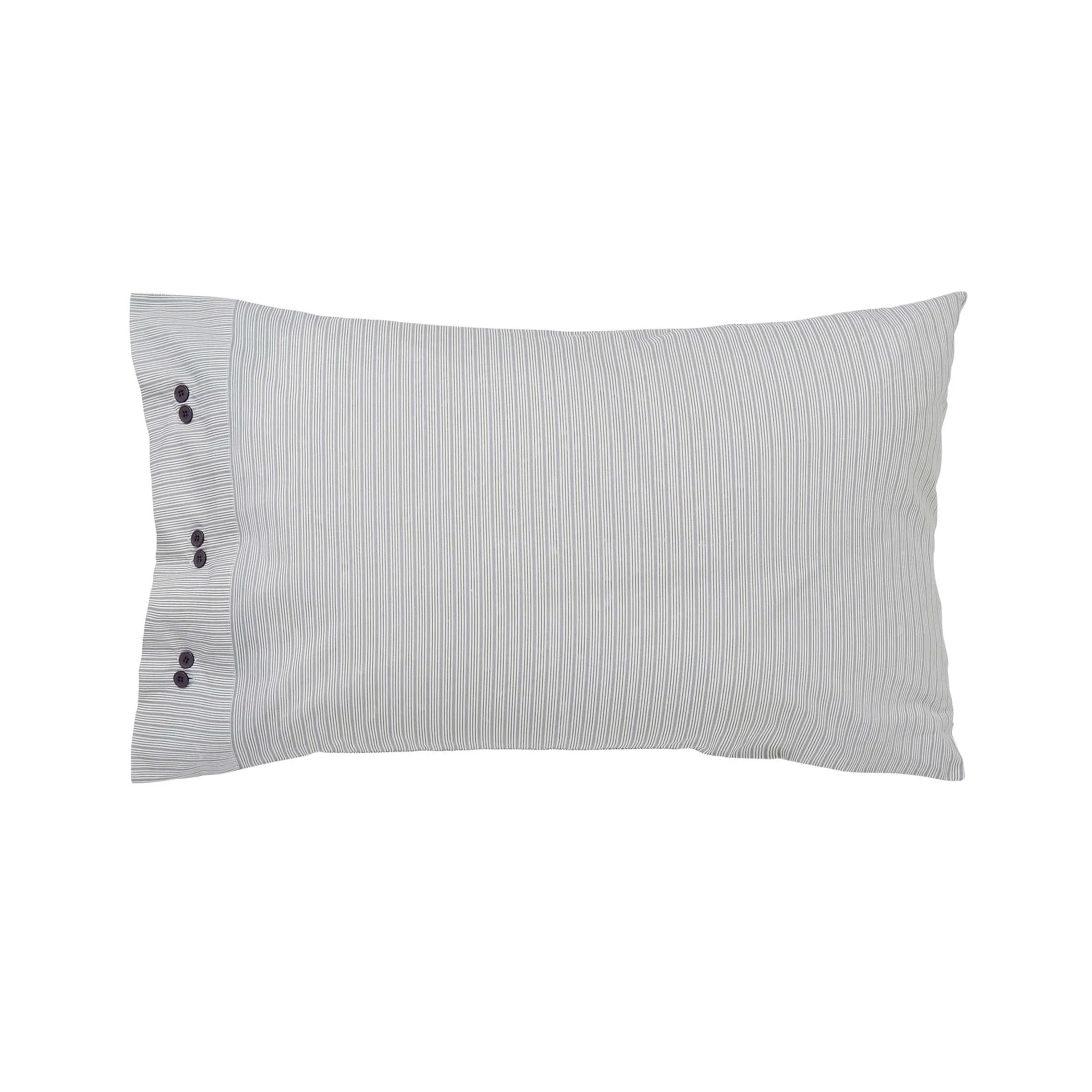 Elena Pair of Standard Pillowcases - Grey/Green, Cotton Percale product