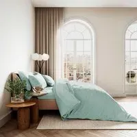 Double Duvet Cover Set - Celadon, Cotton Sateen