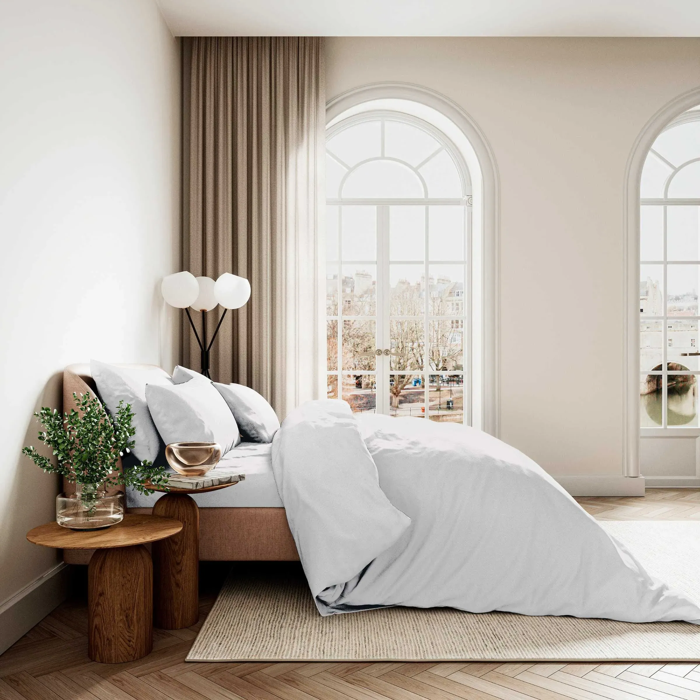 Double Duvet Cover Set - White, Cotton Sateen