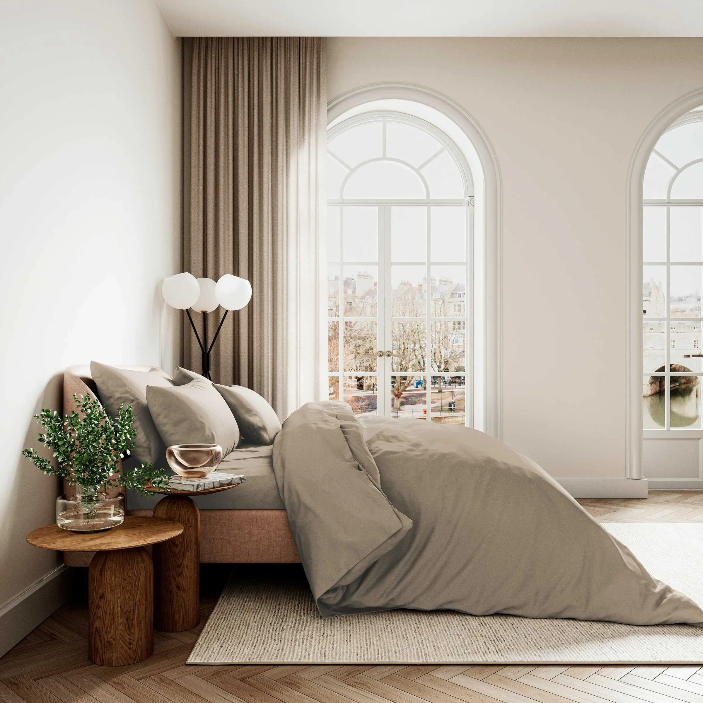 King Size Duvet Cover Set - Truffle, Cotton Sateen