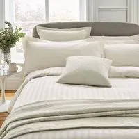 King Size Duvet Cover with Sateen Stripe - Chalk