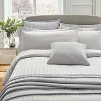 King Size Duvet Cover with Sateen Stripe - Silver