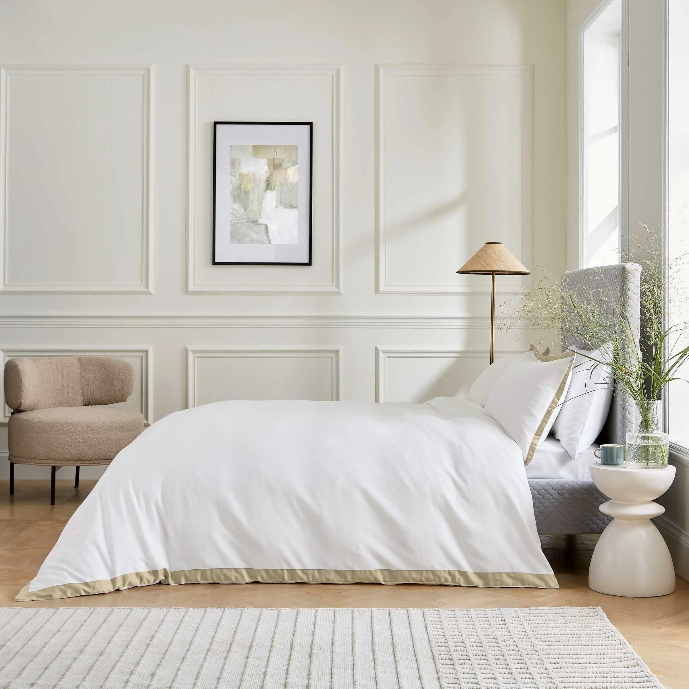 Olenna Double Duvet Cover Set - Soft Gold, Cotton Sateen alternate view
