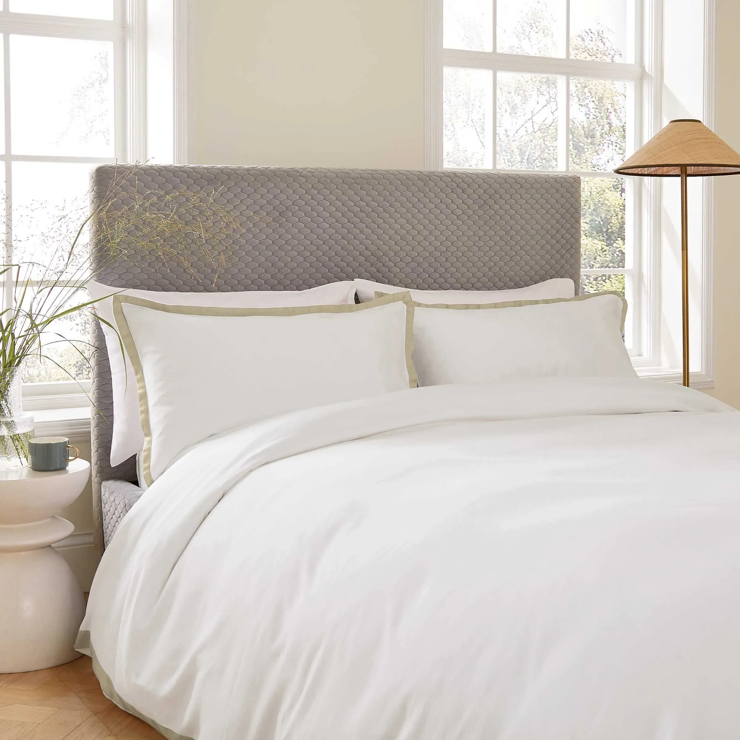 Olenna Double Duvet Cover Set - Soft Gold, Cotton Sateen product
