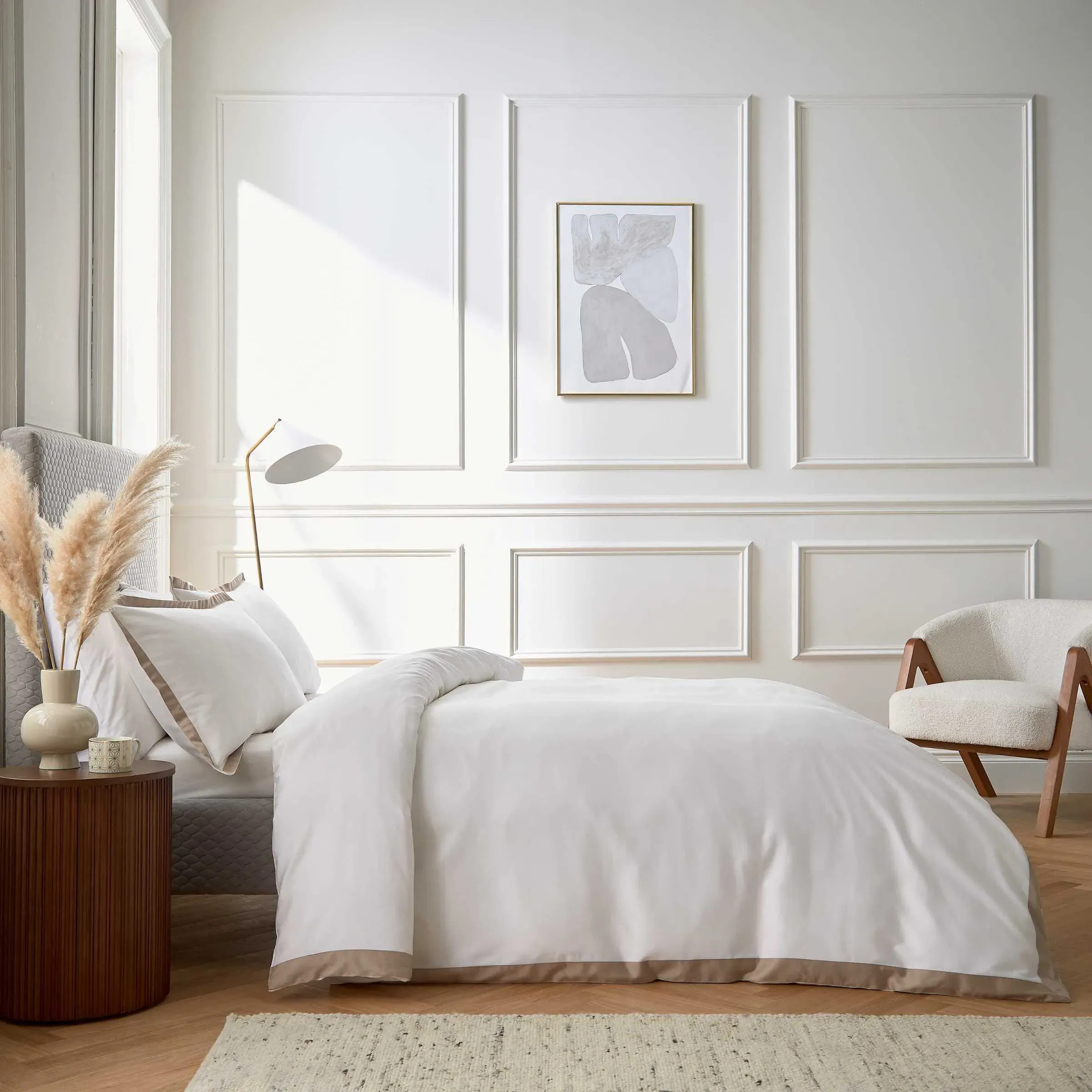 Olenna Super King Duvet Cover Set - Truffle, Cotton Sateen alternate view