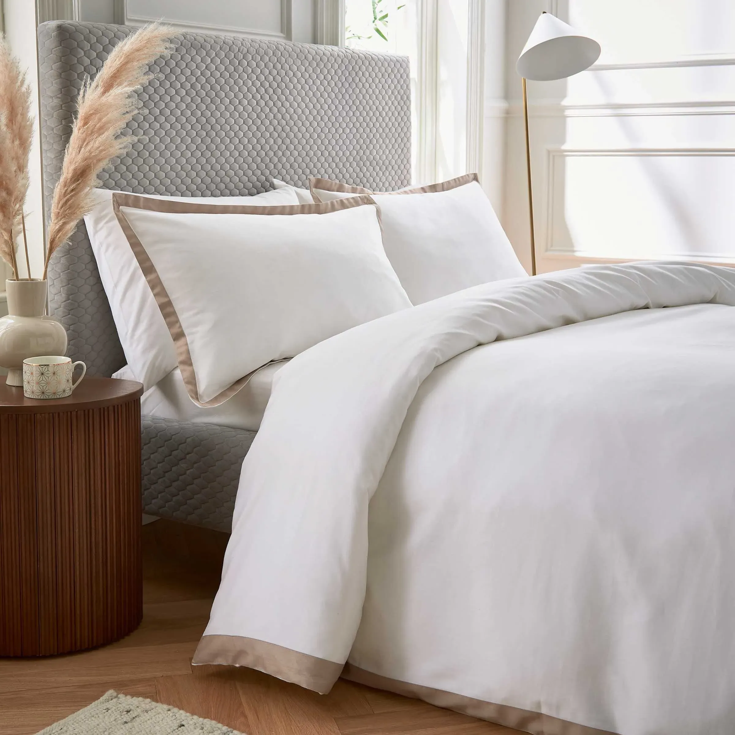Olenna Super King Duvet Cover Set - Truffle, Cotton Sateen product