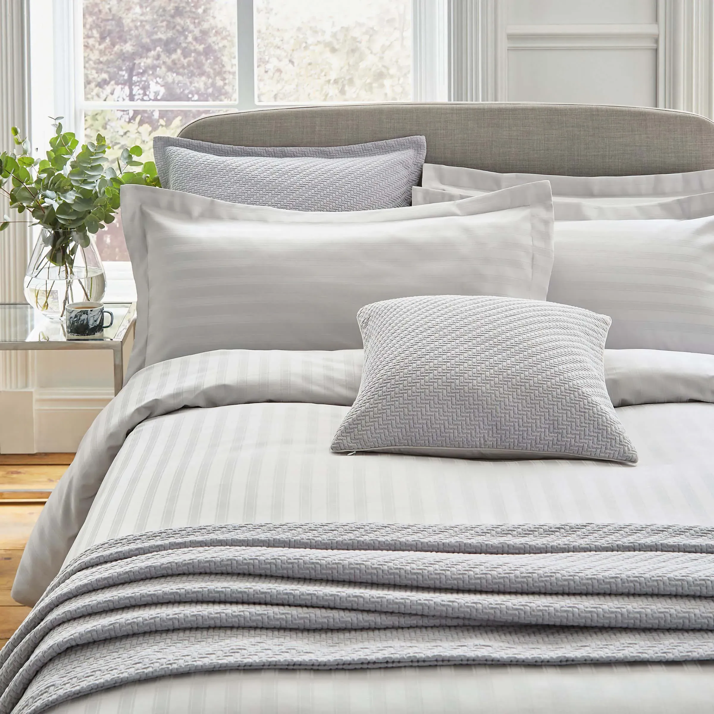 Oxford Pillowcase - Silver, Egyptian Cotton