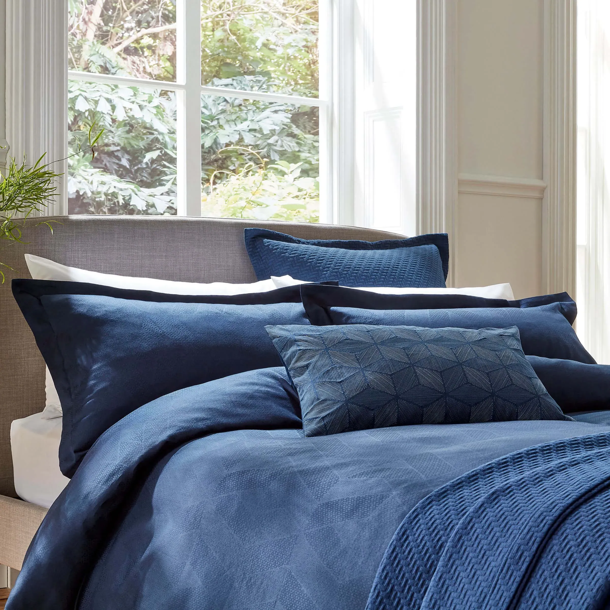 Rectangular Cushion with Jacquard - Midnight, Cotton