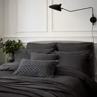 Super King Duvet Cover with Dobby Weave - Charcoal