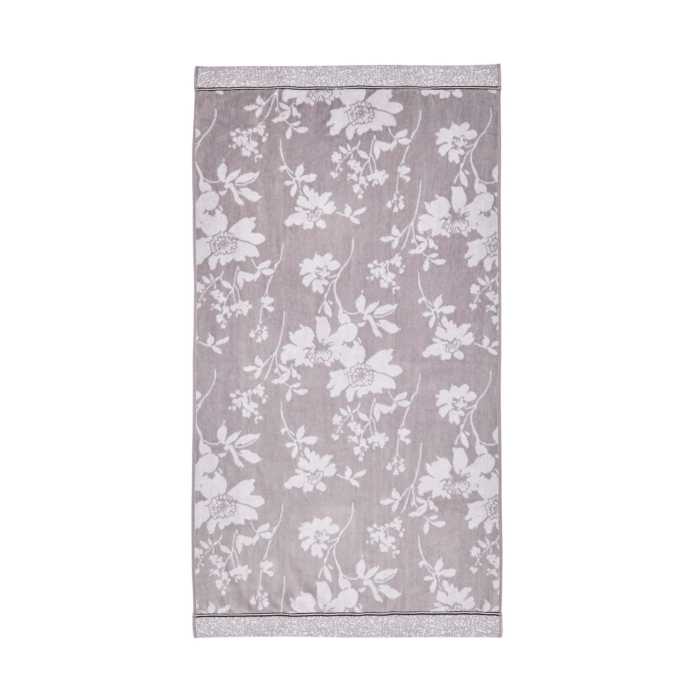 Hand Towel with Floral Design - White, Cotton image