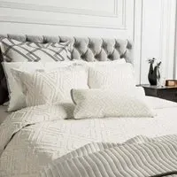 King Size Duvet Cover Clipped Weave - Chalk, Cotton