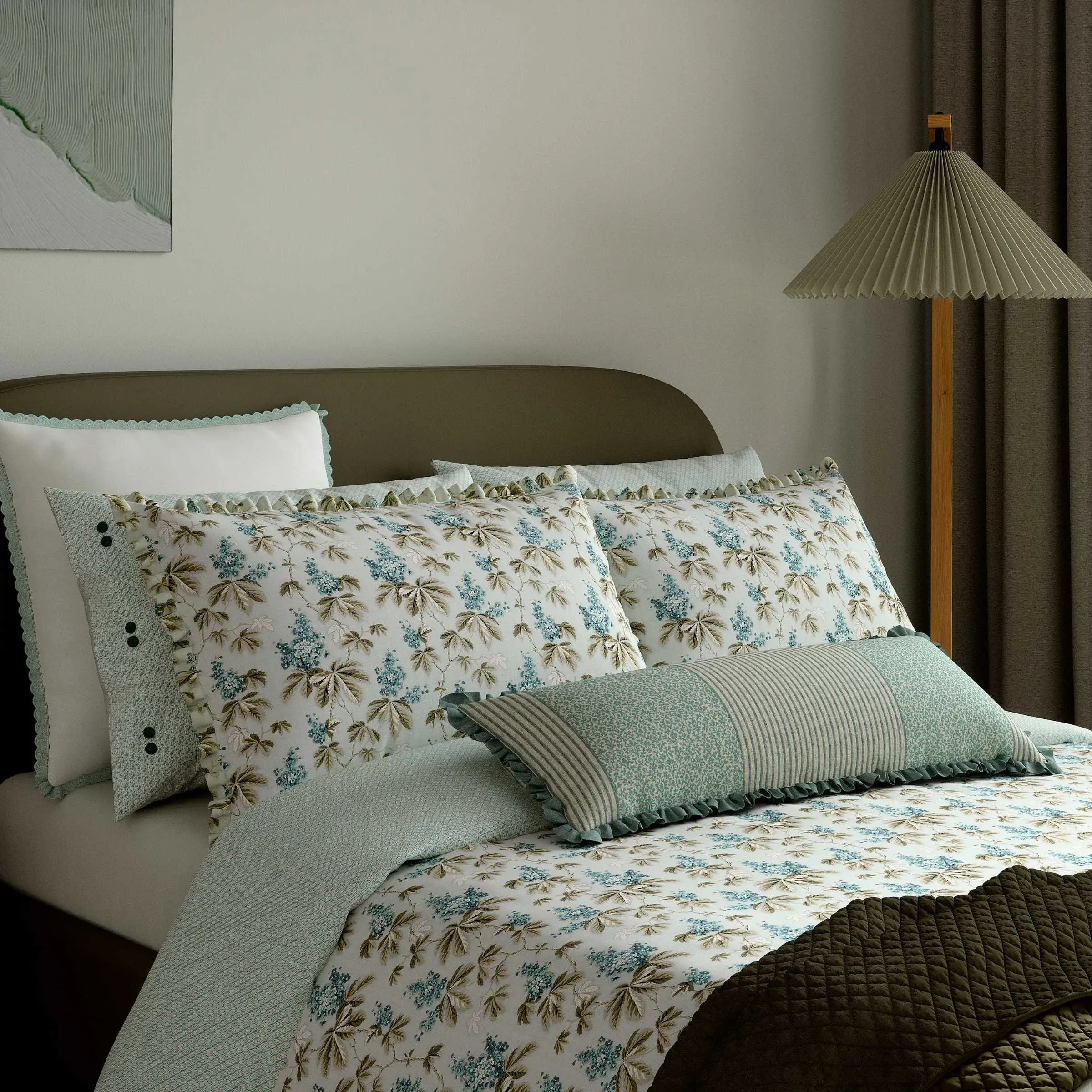 King Size Duvet Cover Set - Celadon, Cotton Percale