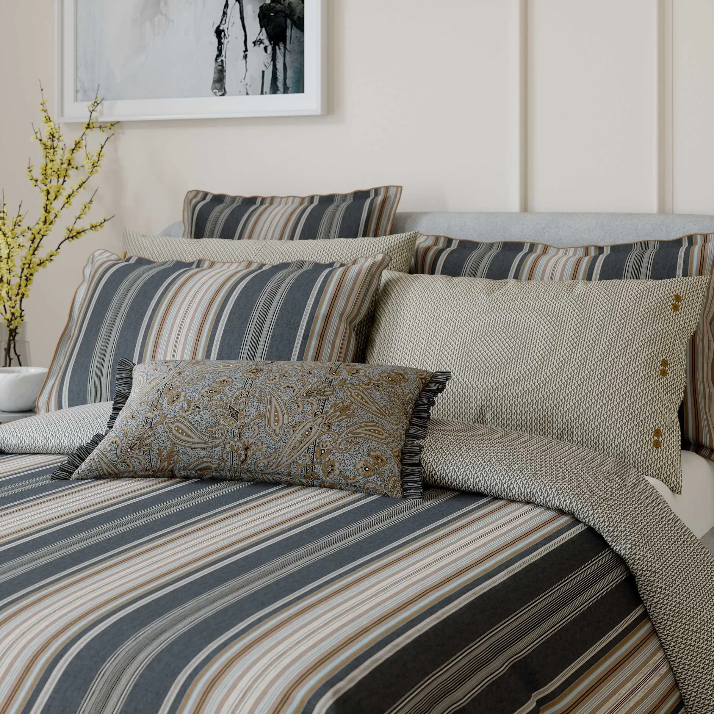 King Size Duvet Cover Set - Charcoal, Cotton