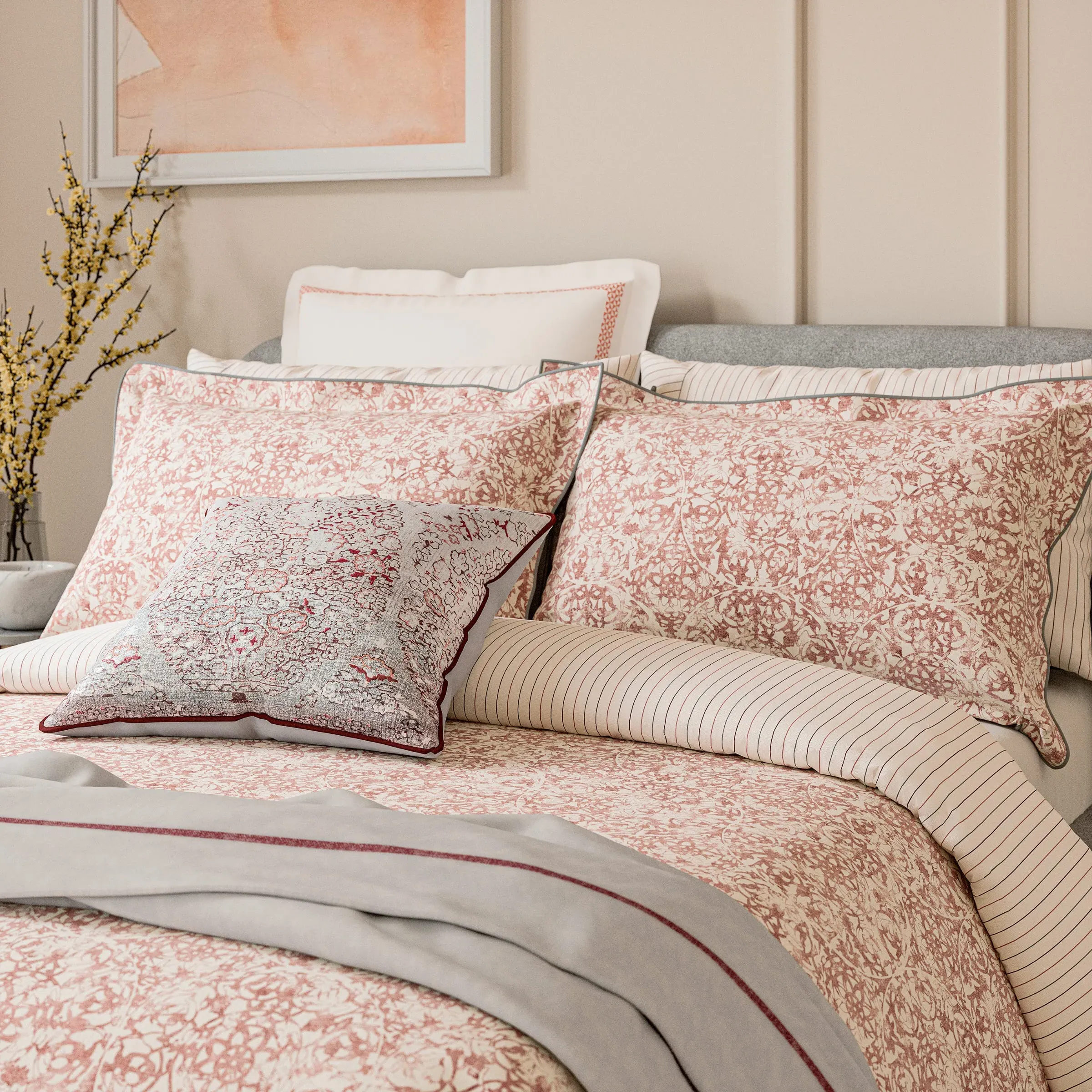 King Size Duvet Cover Set - Coral