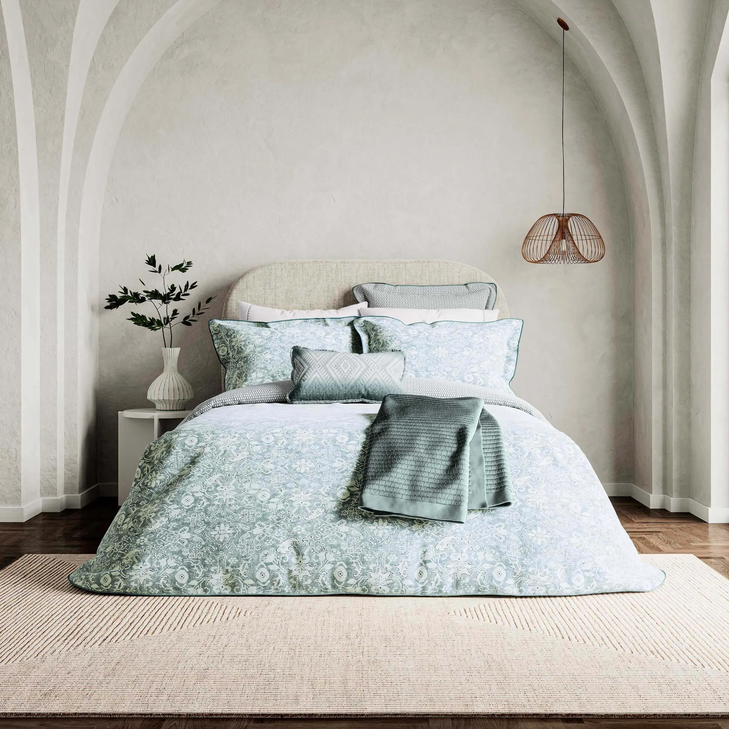 King Size Duvet Cover Set - Duck Egg, Cotton