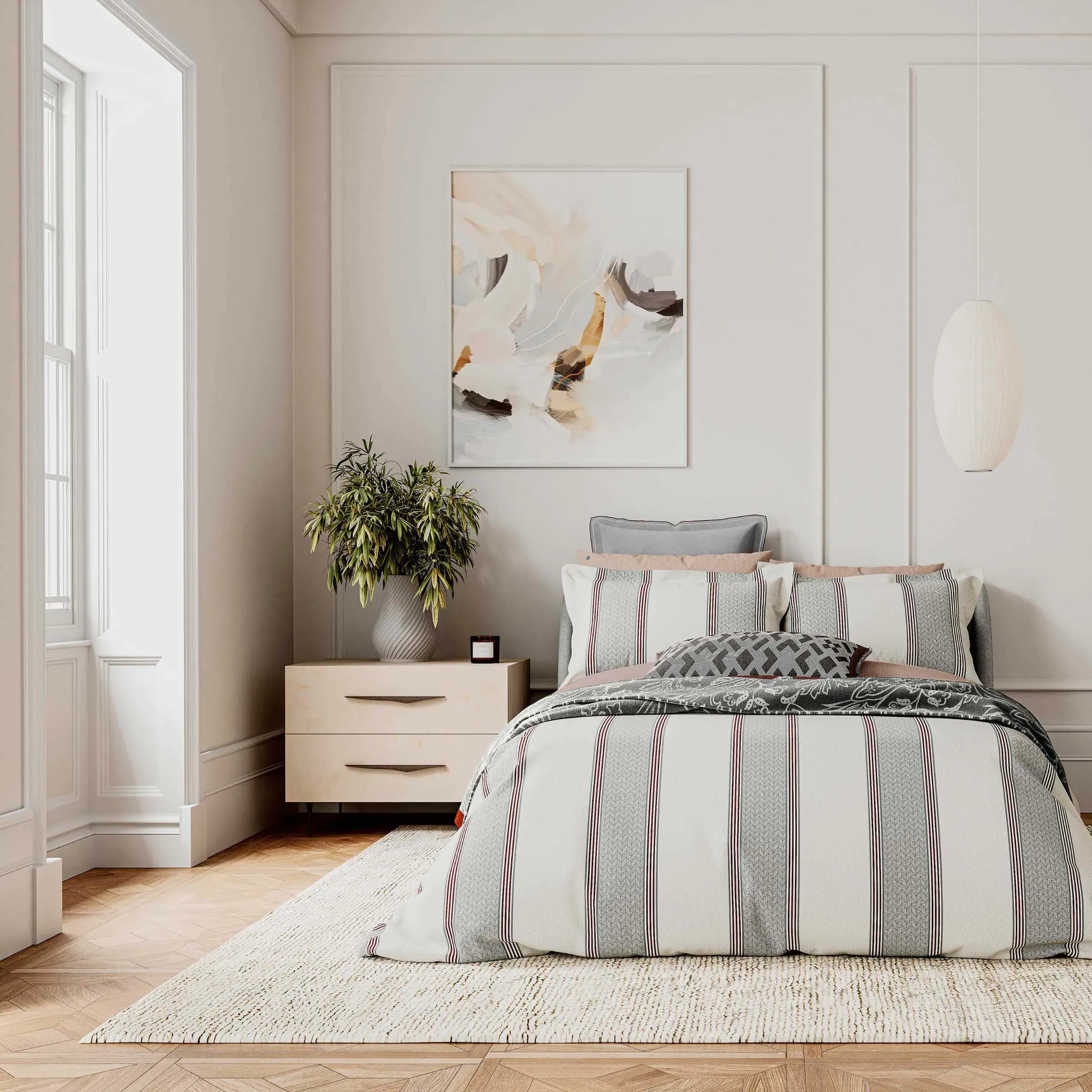 King Size Duvet Cover Set - Grey, Cotton