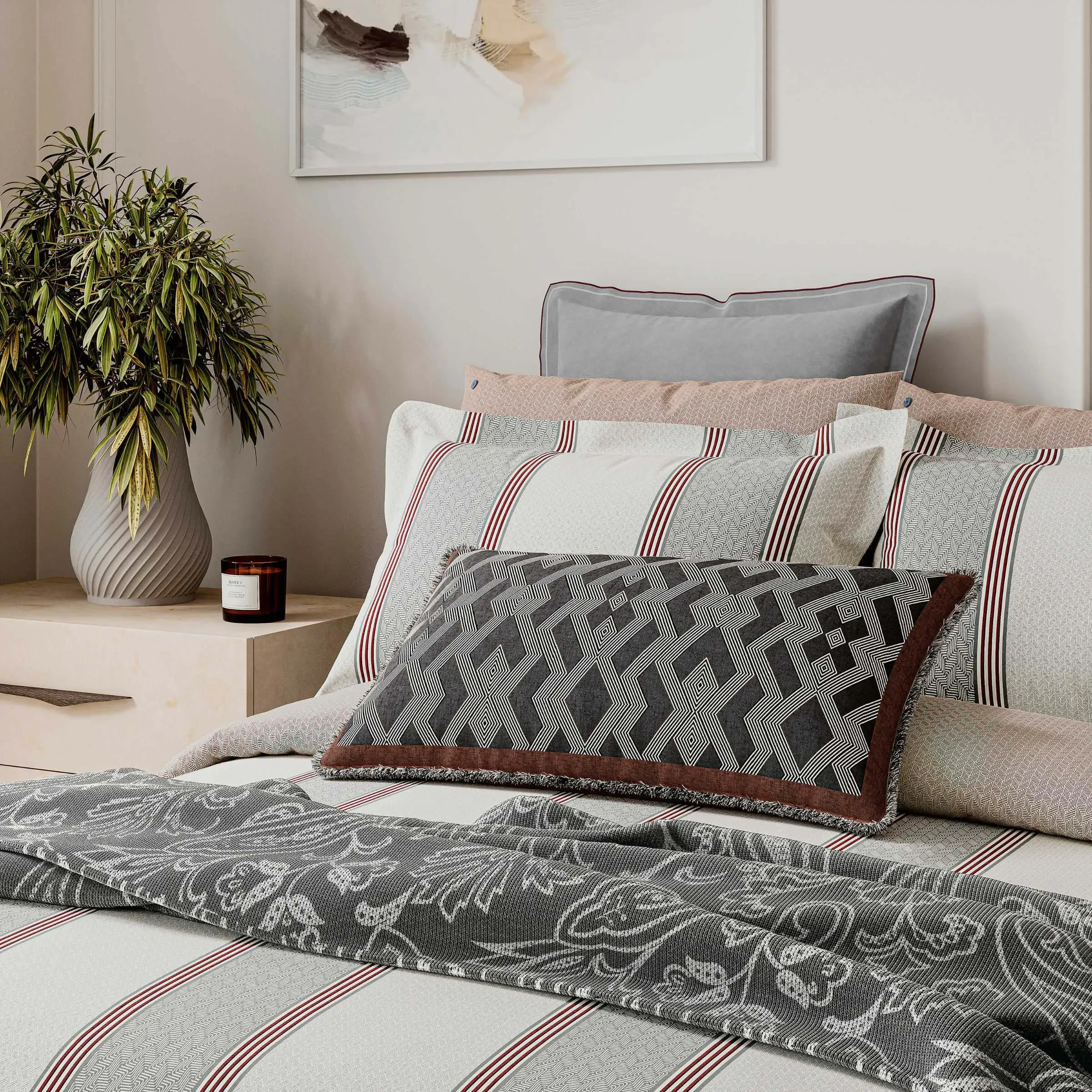 King Size Duvet Cover Set - Grey, Cotton image