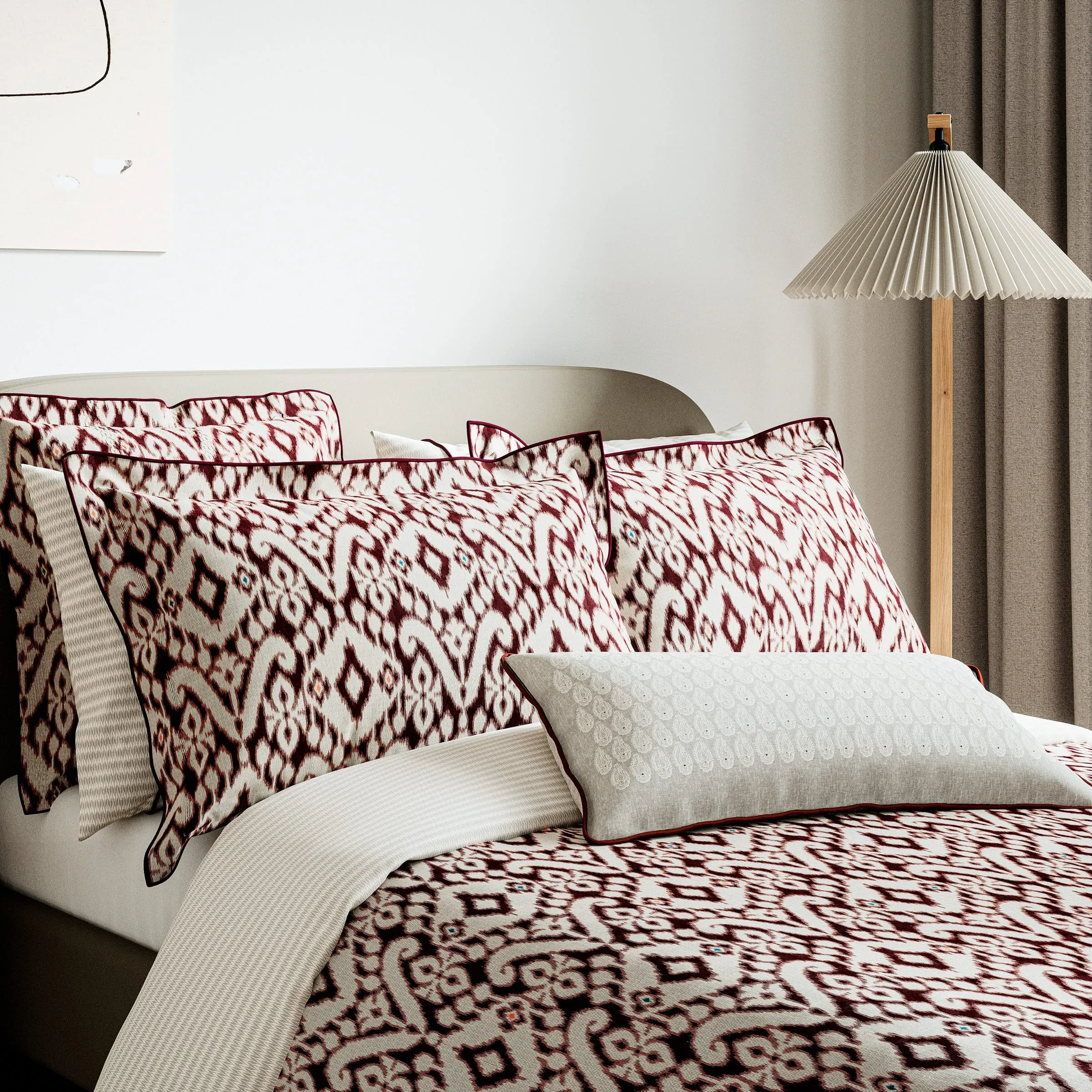 King Size Duvet Cover Set Ikat Pattern - Mulberry