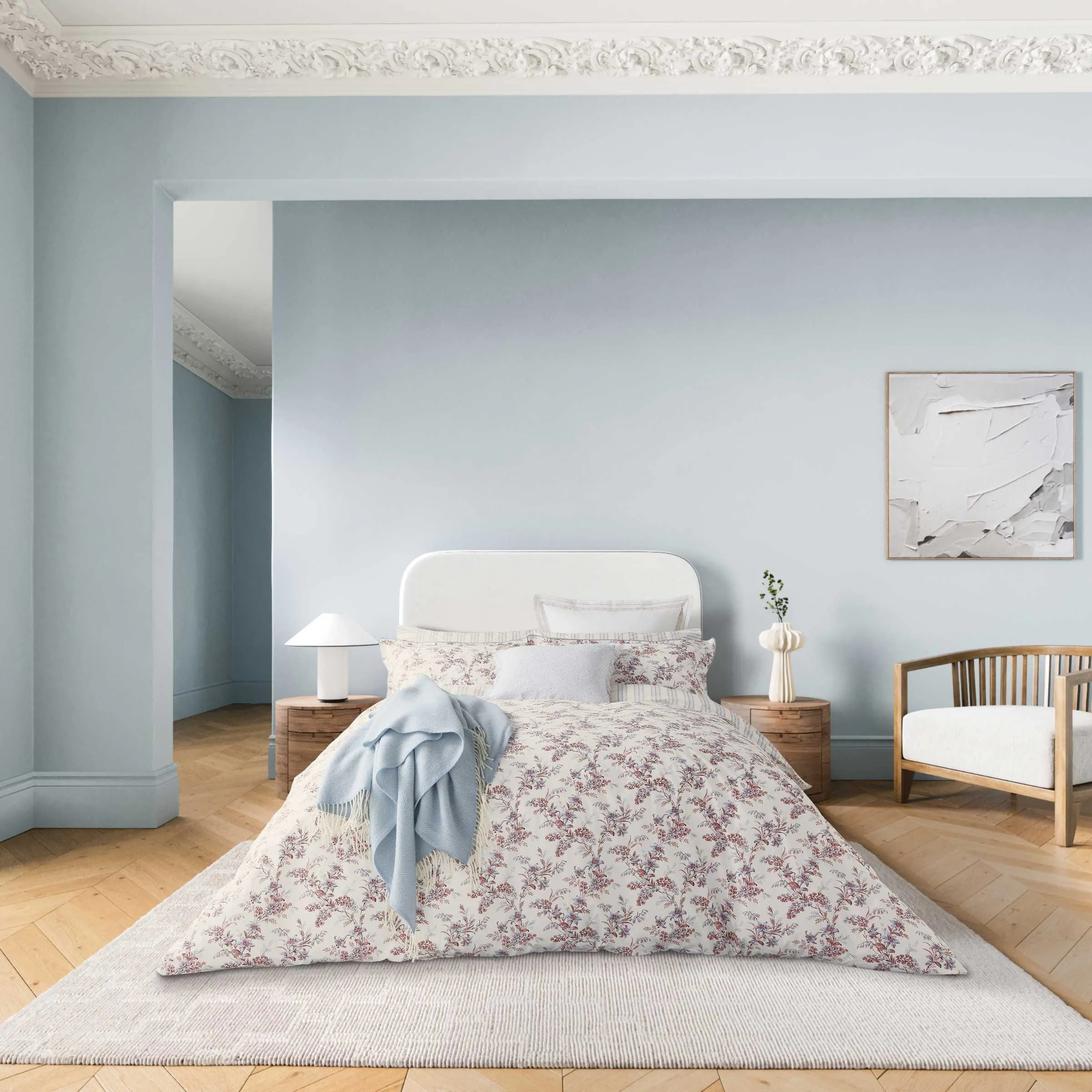 King Size Duvet Cover Set - Pink, Cotton Percale