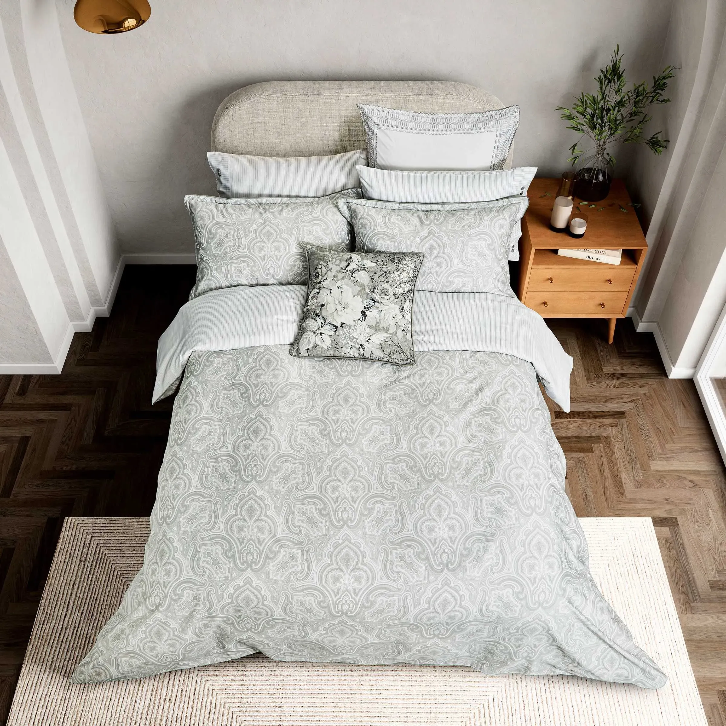 King Size Duvet Cover Set - White, Cotton Sateen