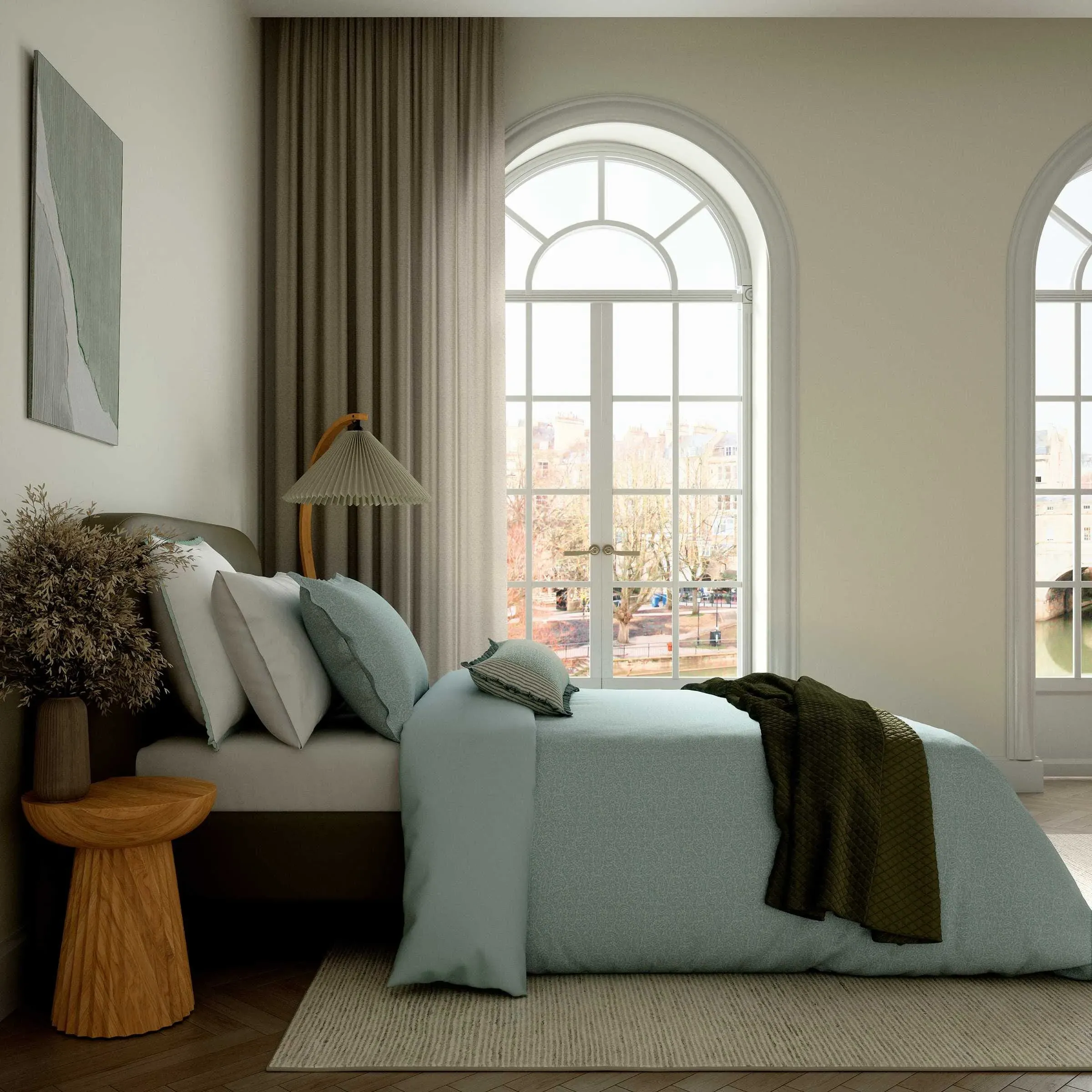 King Size Duvet Cover Set with Pillowcases - Duck Egg