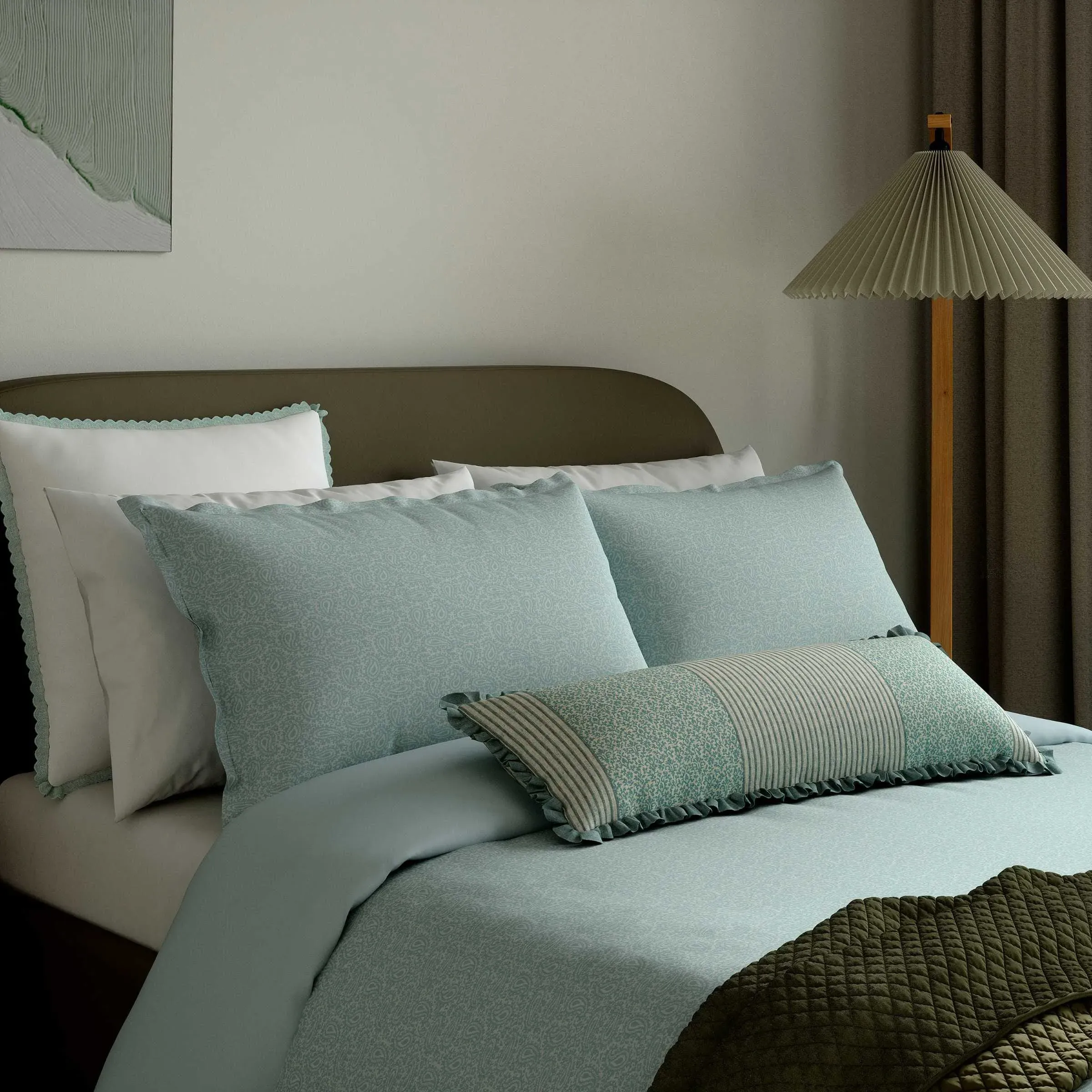 King Size Duvet Cover Set with Pillowcases - Duck Egg