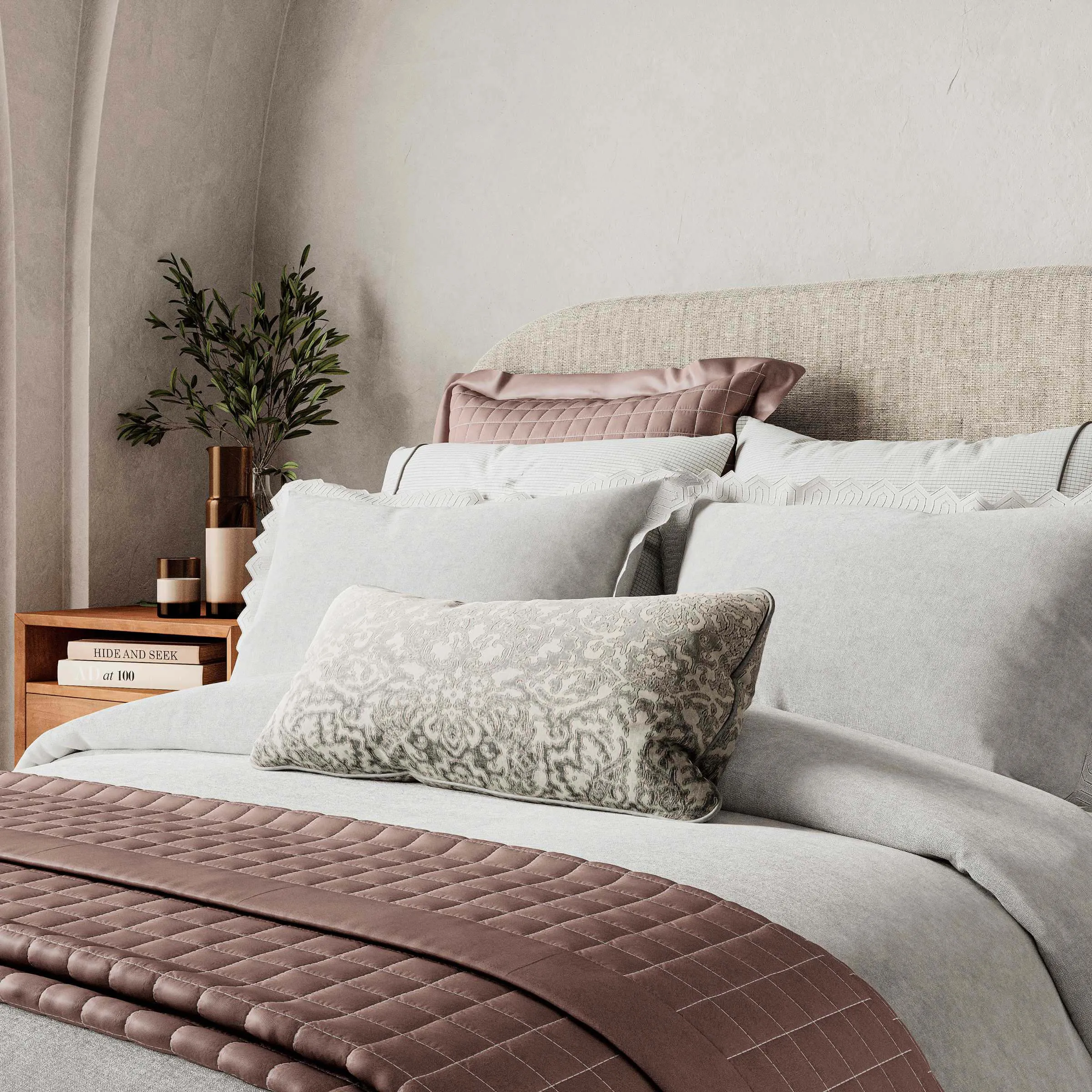 King Size Duvet Cover with Geo Scallop - White