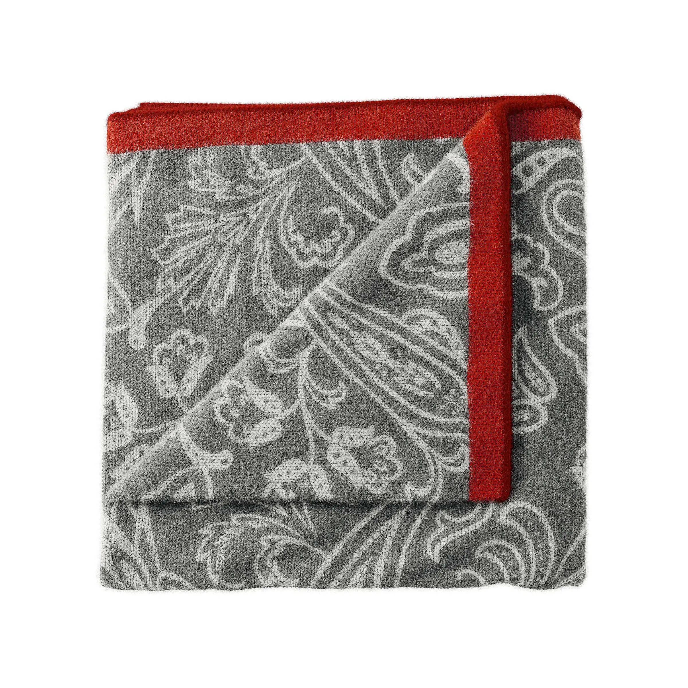 Knitted Throw with Paisley Pattern - Grey image