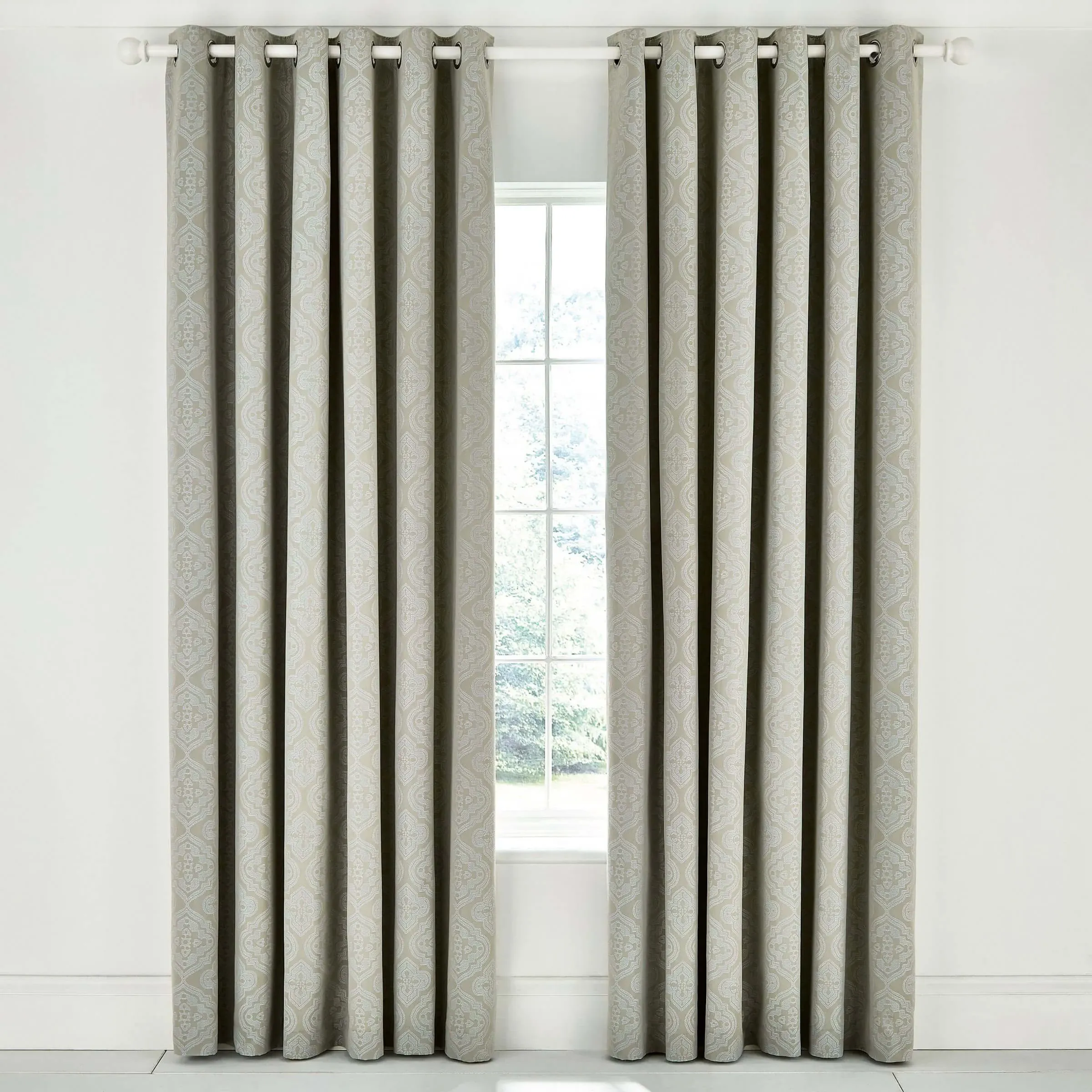 Lined Curtains with Jacquard Design - Sage image