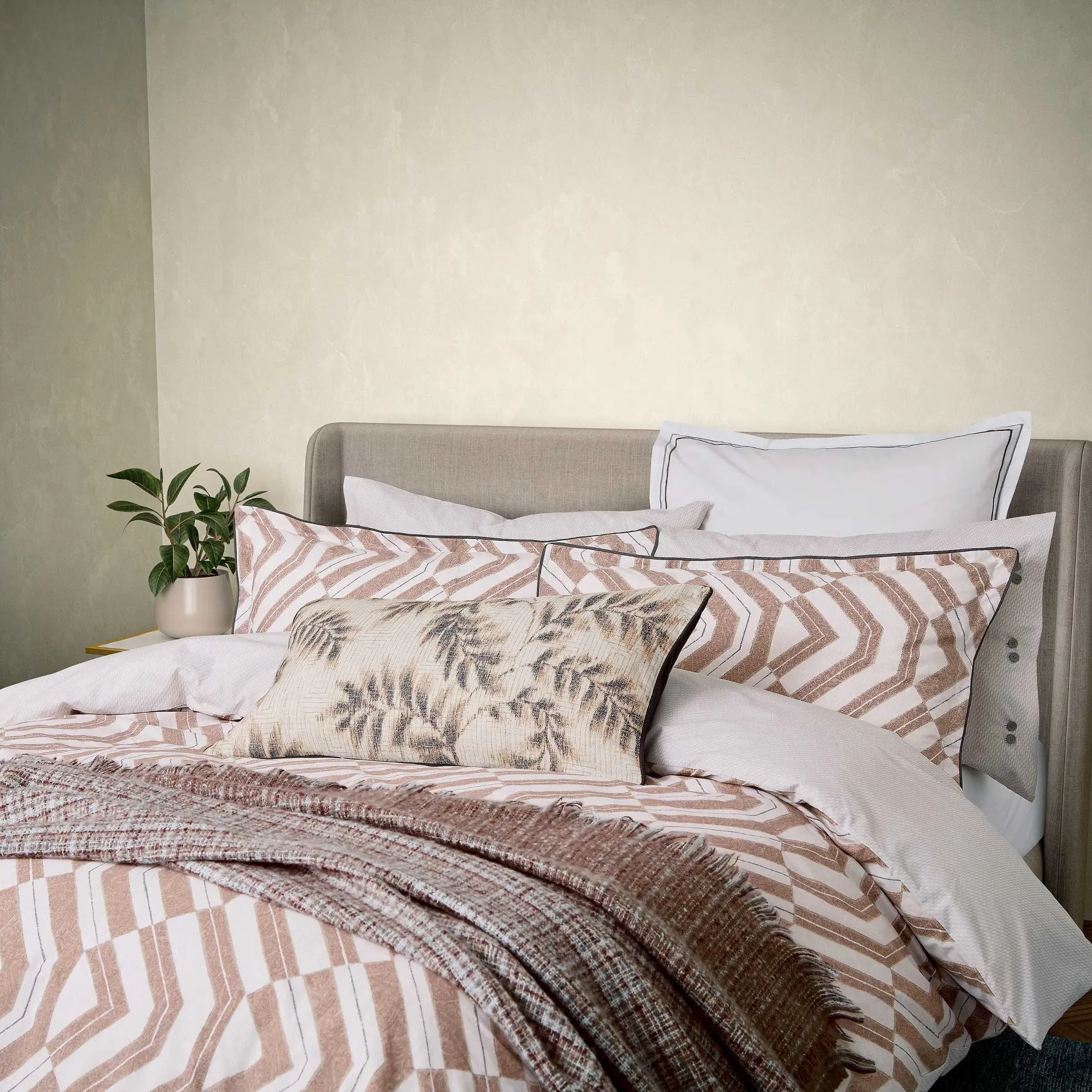 Osanna Single Duvet Cover Set - Charcoal & Tan, Cotton Percale product