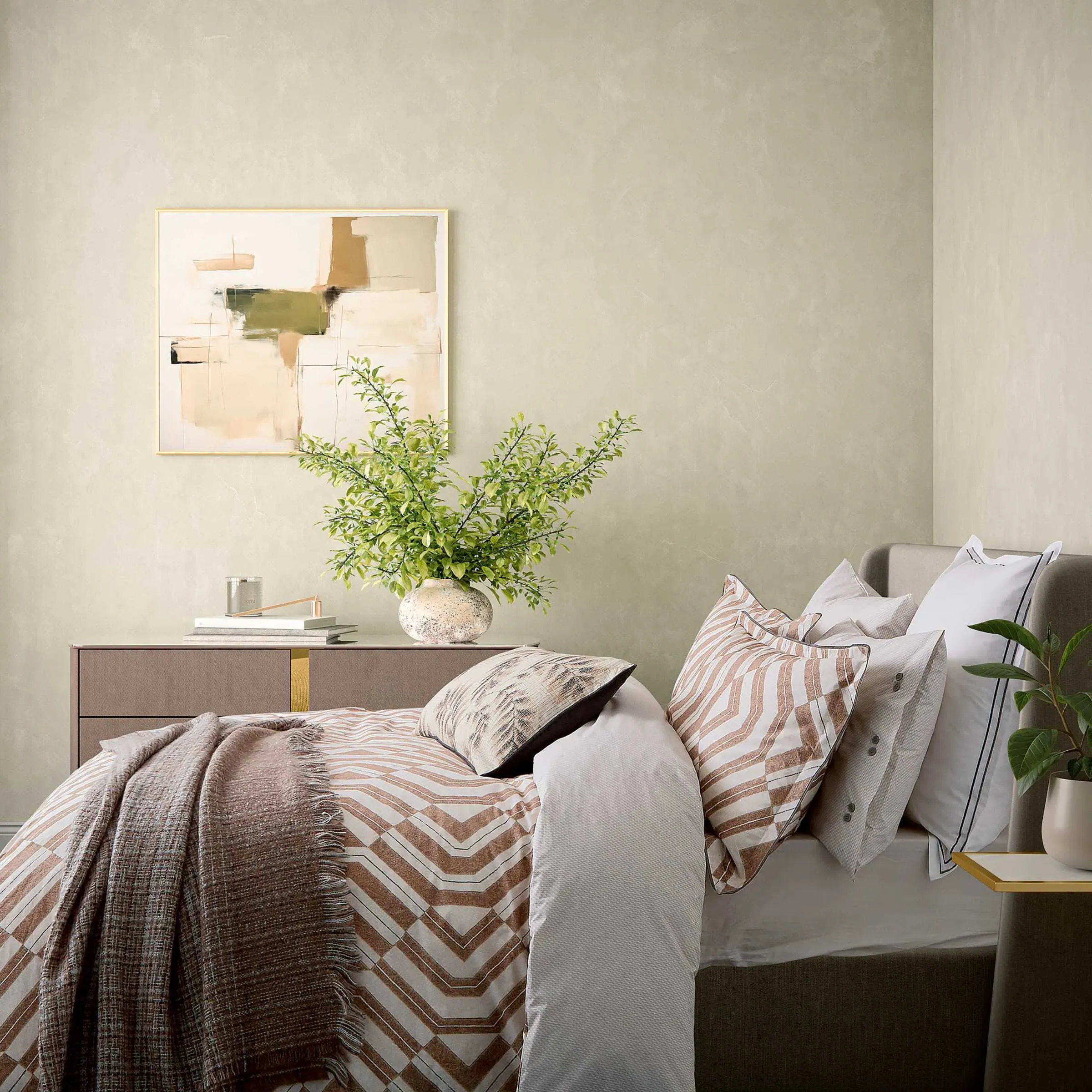 Osanna/Avita Tasselled Throw - Charcoal, Chalk & Tan alternate view