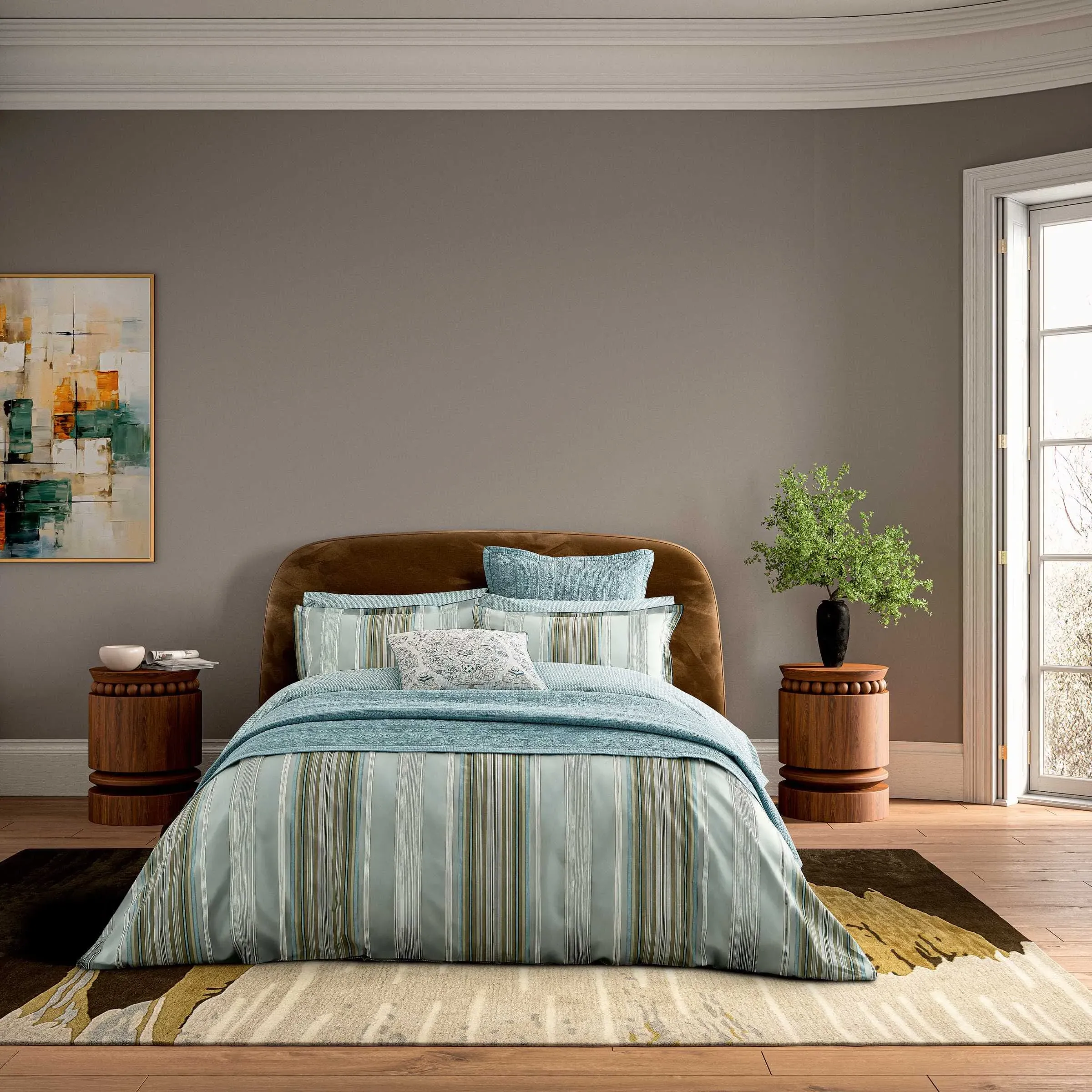 Oscar Single Duvet Cover Set - Teal & Olive alternate view