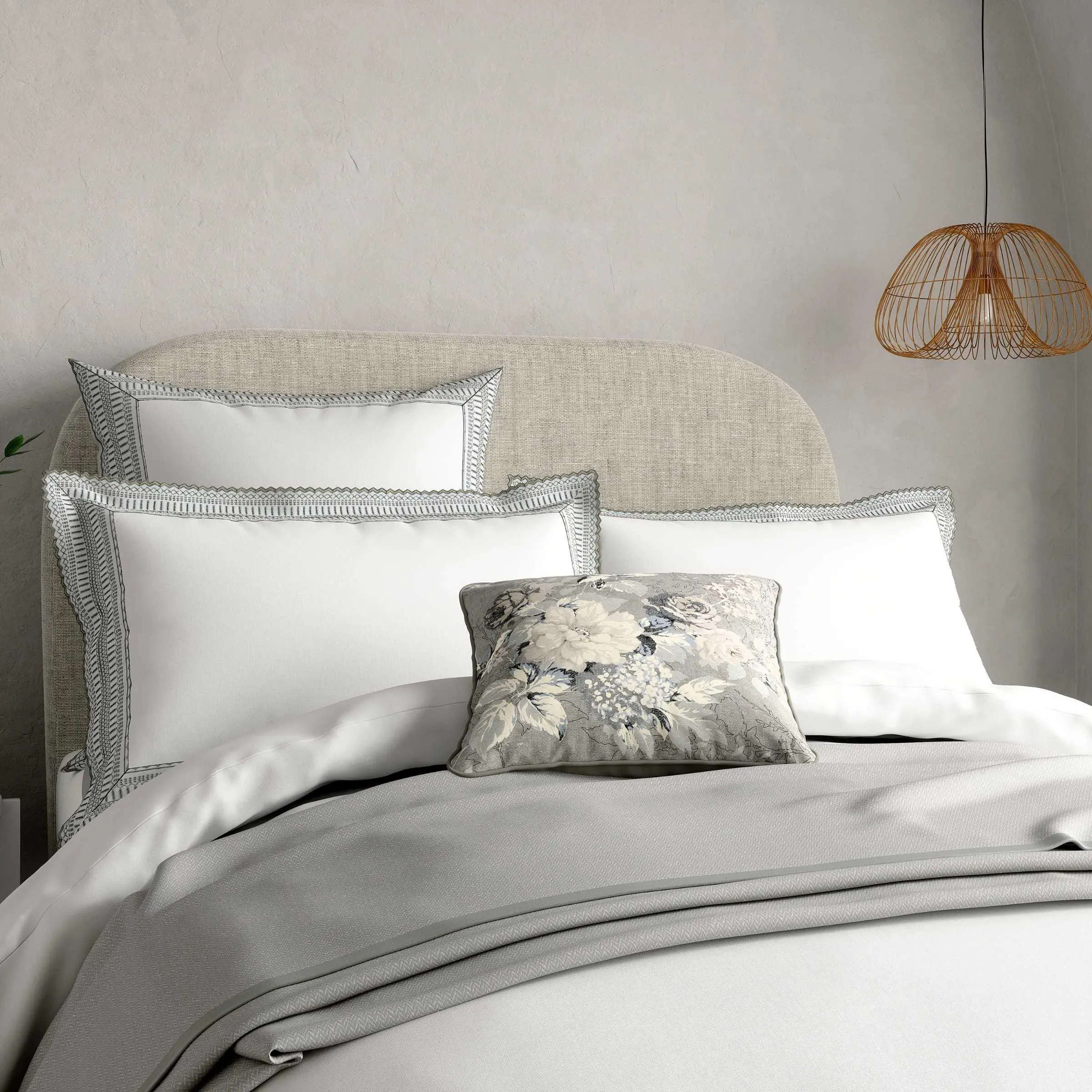 Paisley Throw with Striped Reverse - White, Cotton