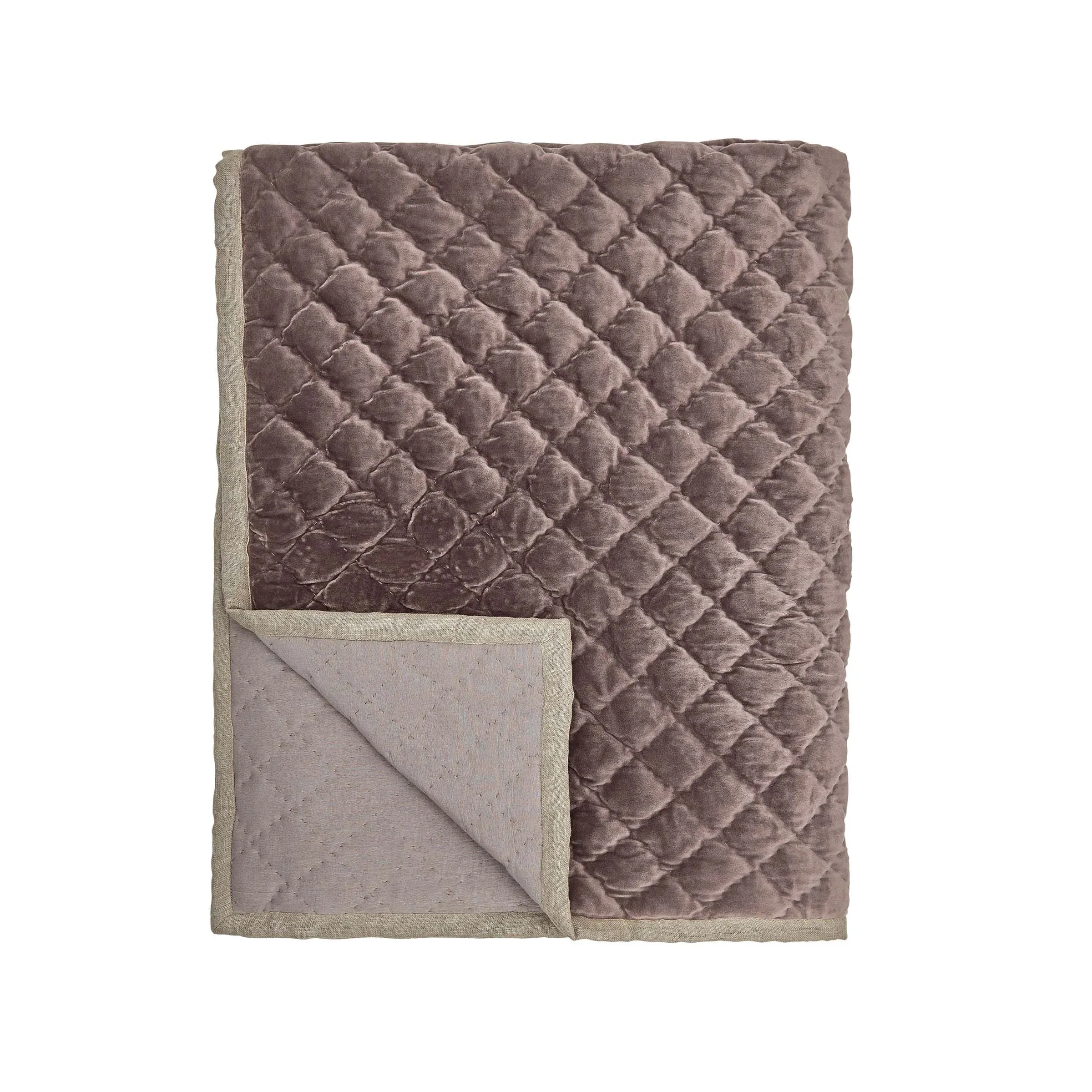 Quilted Throw with Diamond Pattern - Pink, Velvet image