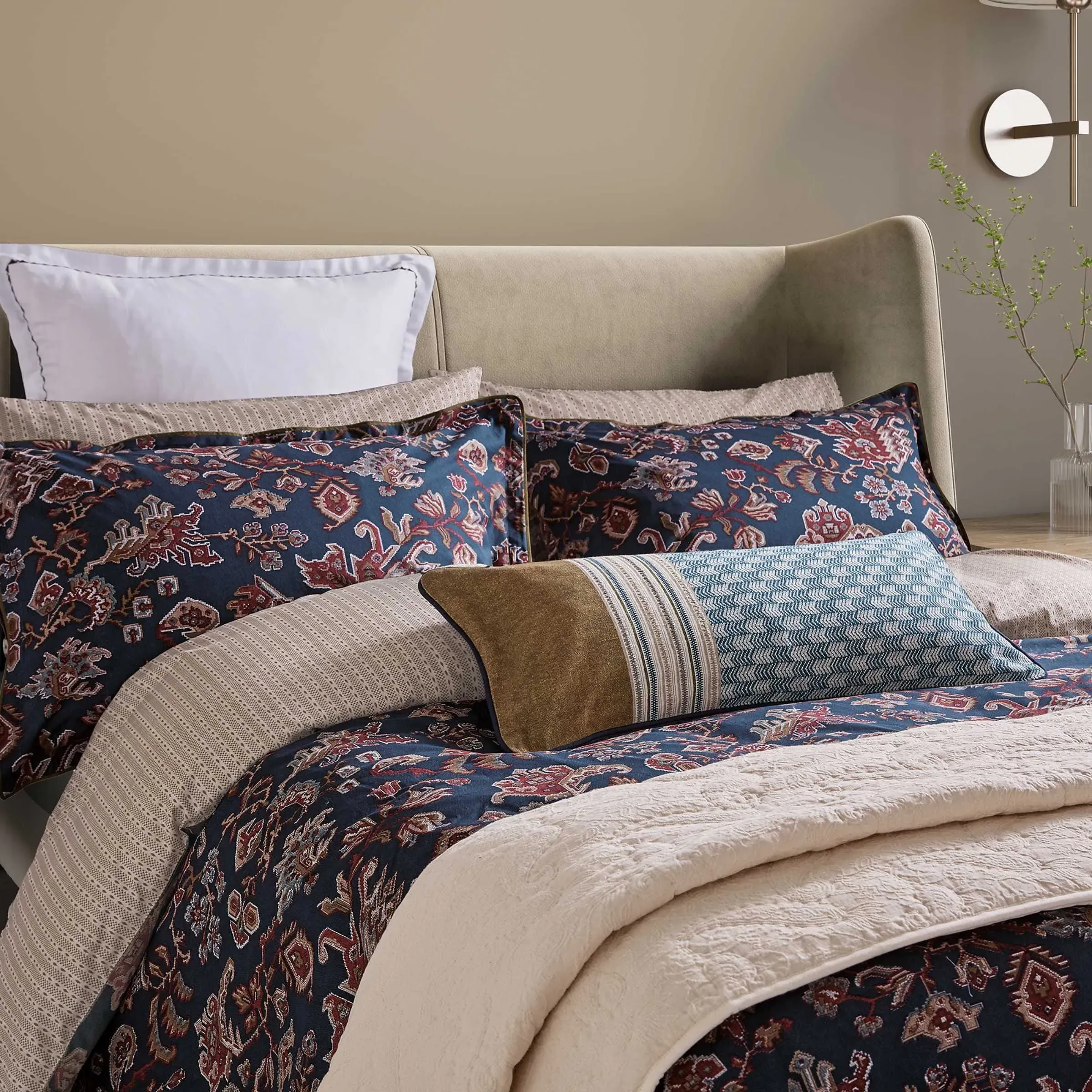 Quilted Throw with Paisley Design - Teal