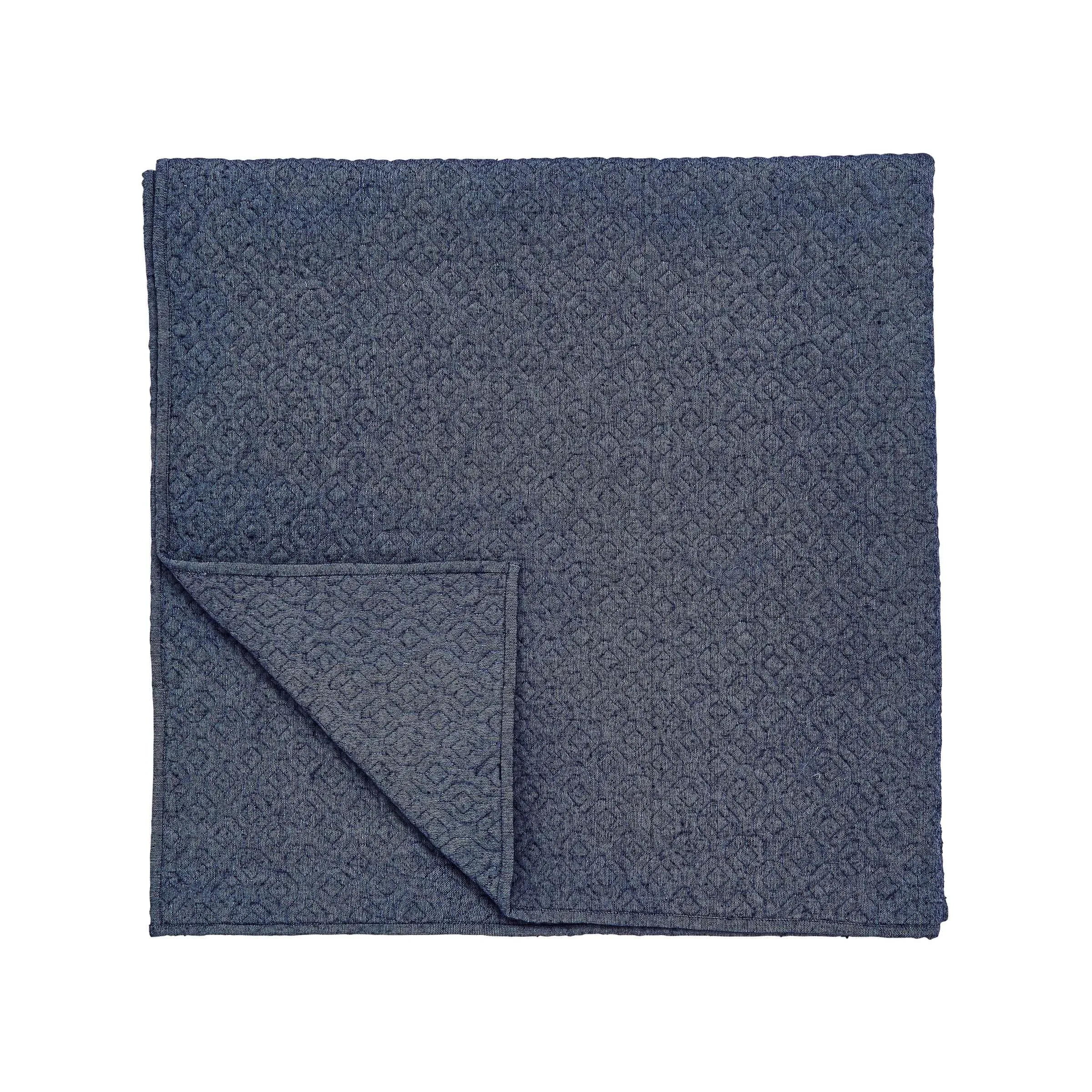 Quilted Throw with Paisley Print - Blue, Cotton image