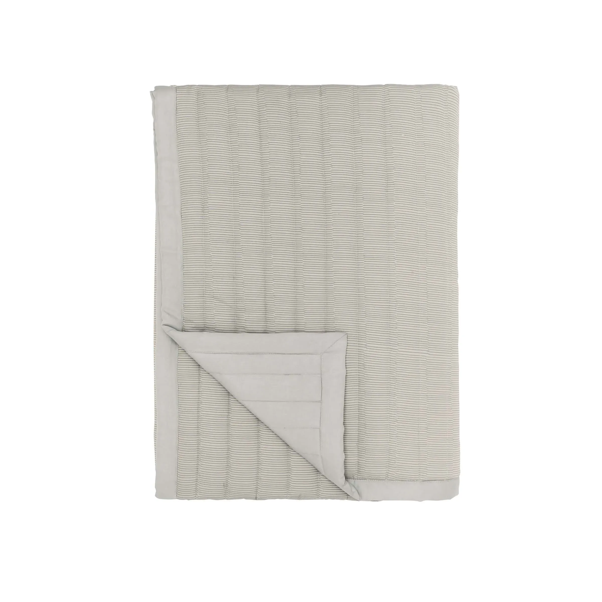 Quilted Throw with Swirl Print - Grey, Linen image