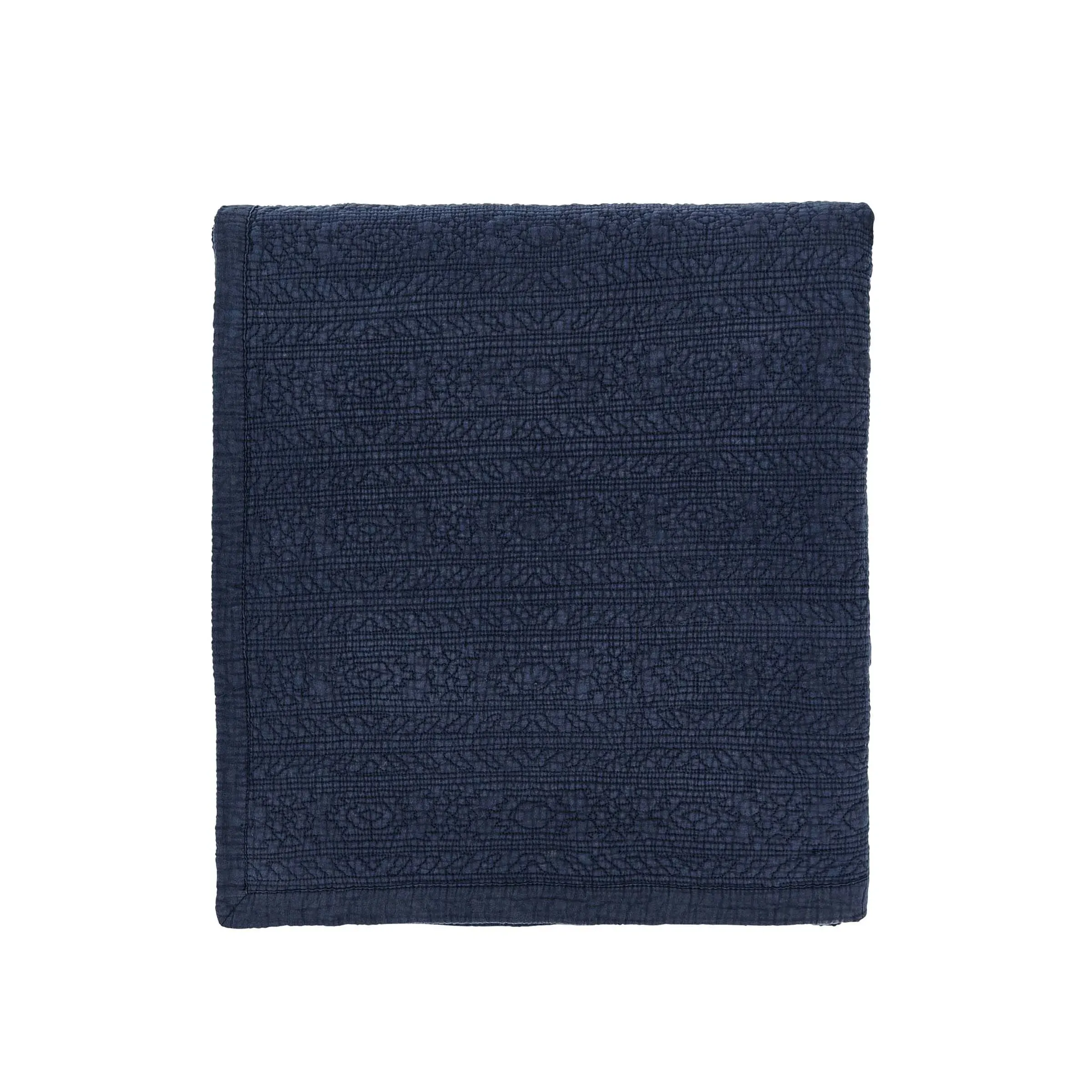 Quilted Throw with Tribal Pattern - Navy image