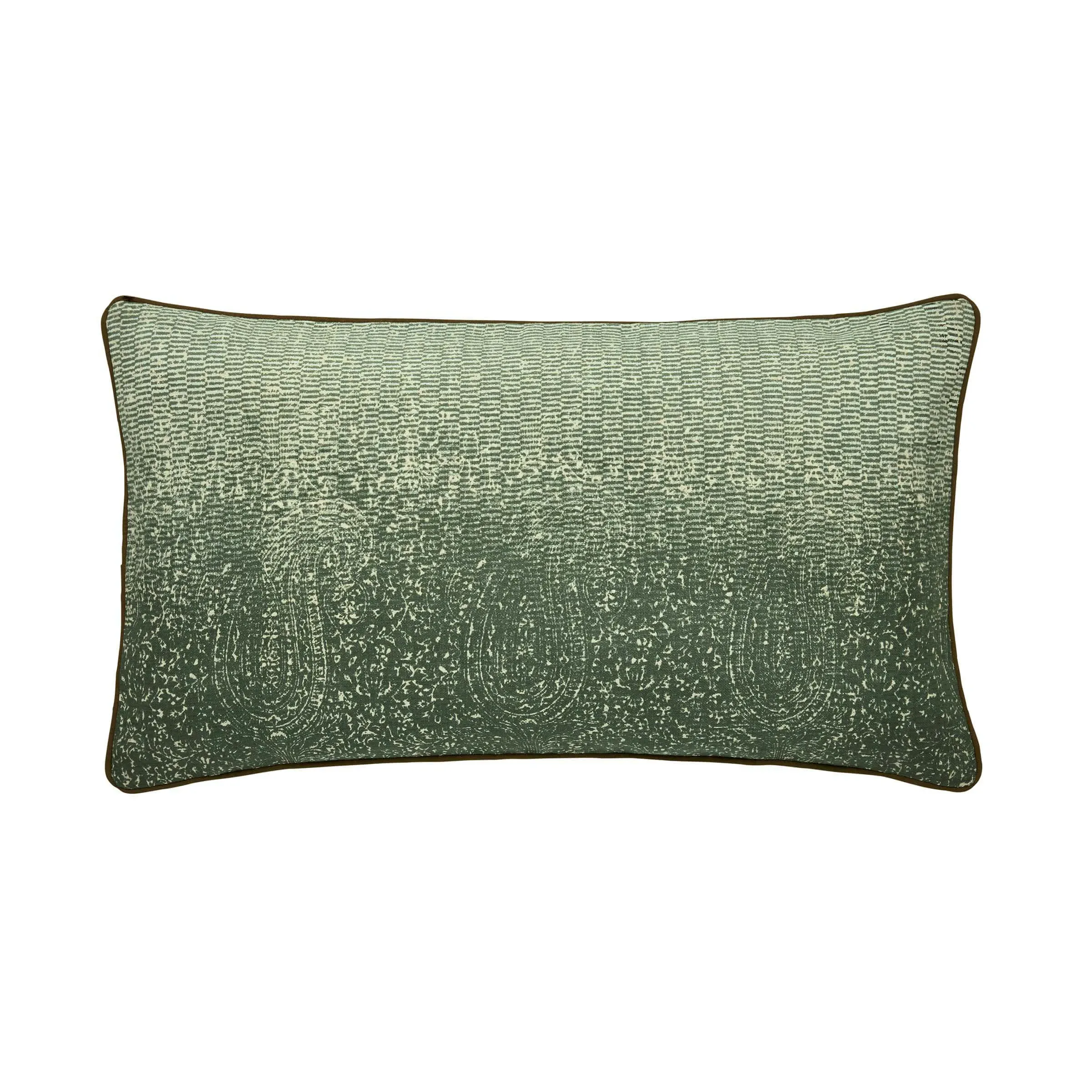 Rectangular Cushion with Ombré Pattern - Green, Linen image
