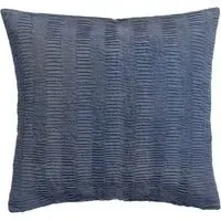 Square Cushion with Pleat Pattern - Indigo, Linen