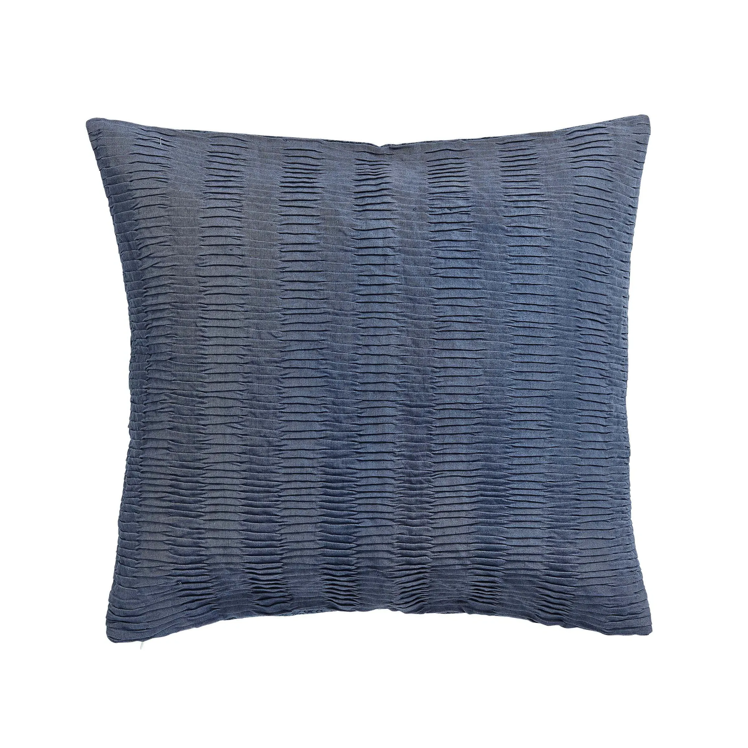 Square Cushion with Pleat Pattern - Indigo, Linen