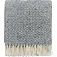 Woven Throw with Fringe - Grey, Wool