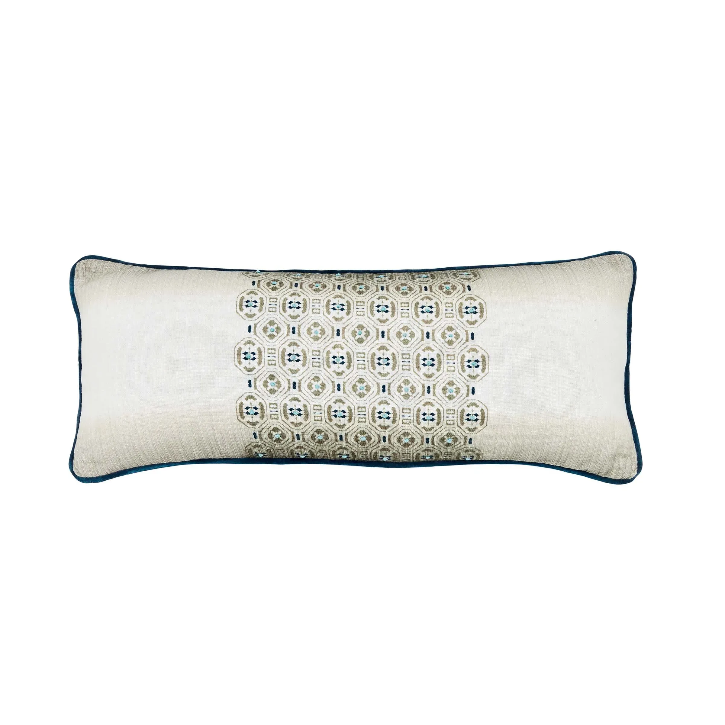 Rectangular Cushion Paisley Print - Blue, Cotton image
