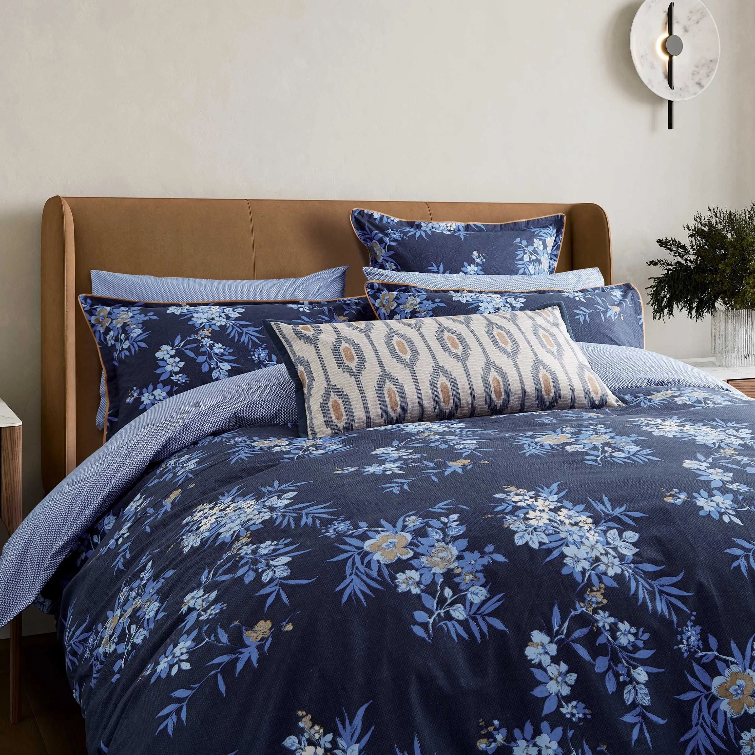 Rectangular Cushion Tribal Print - Blue, Velvet