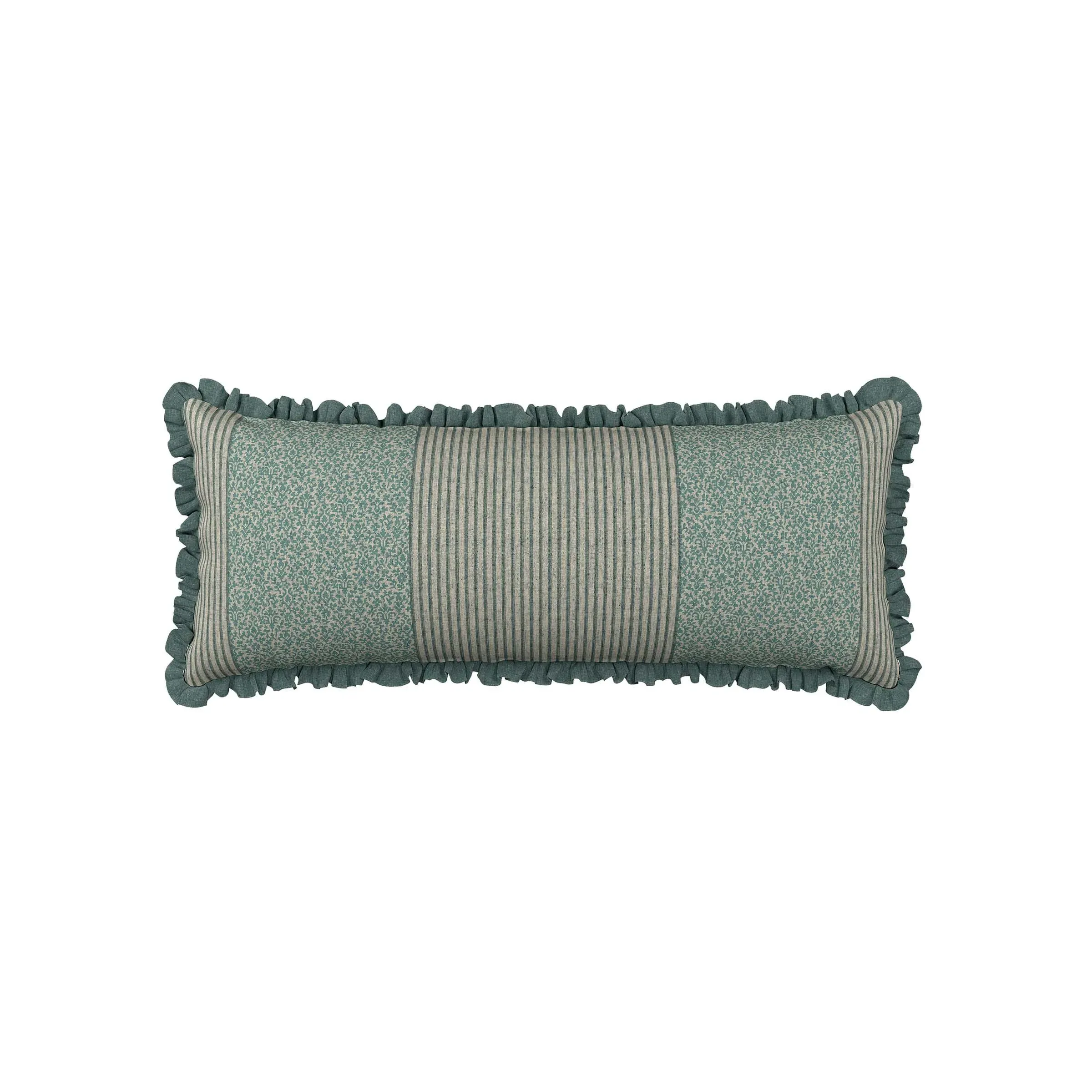 Rectangular Cushion with Floral Design - Celadon image