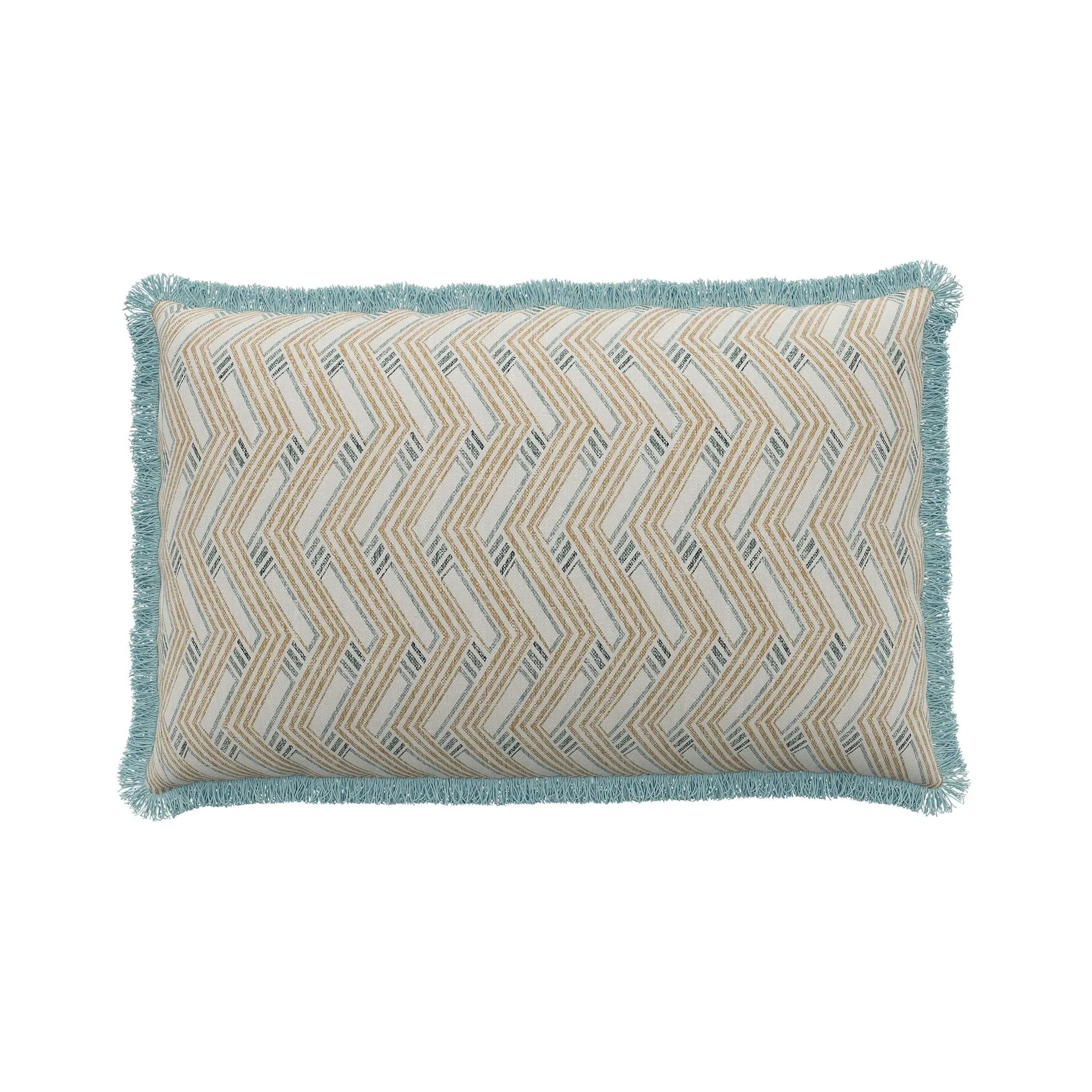Rectangular Cushion with Fringe - Duck Egg, Cotton image